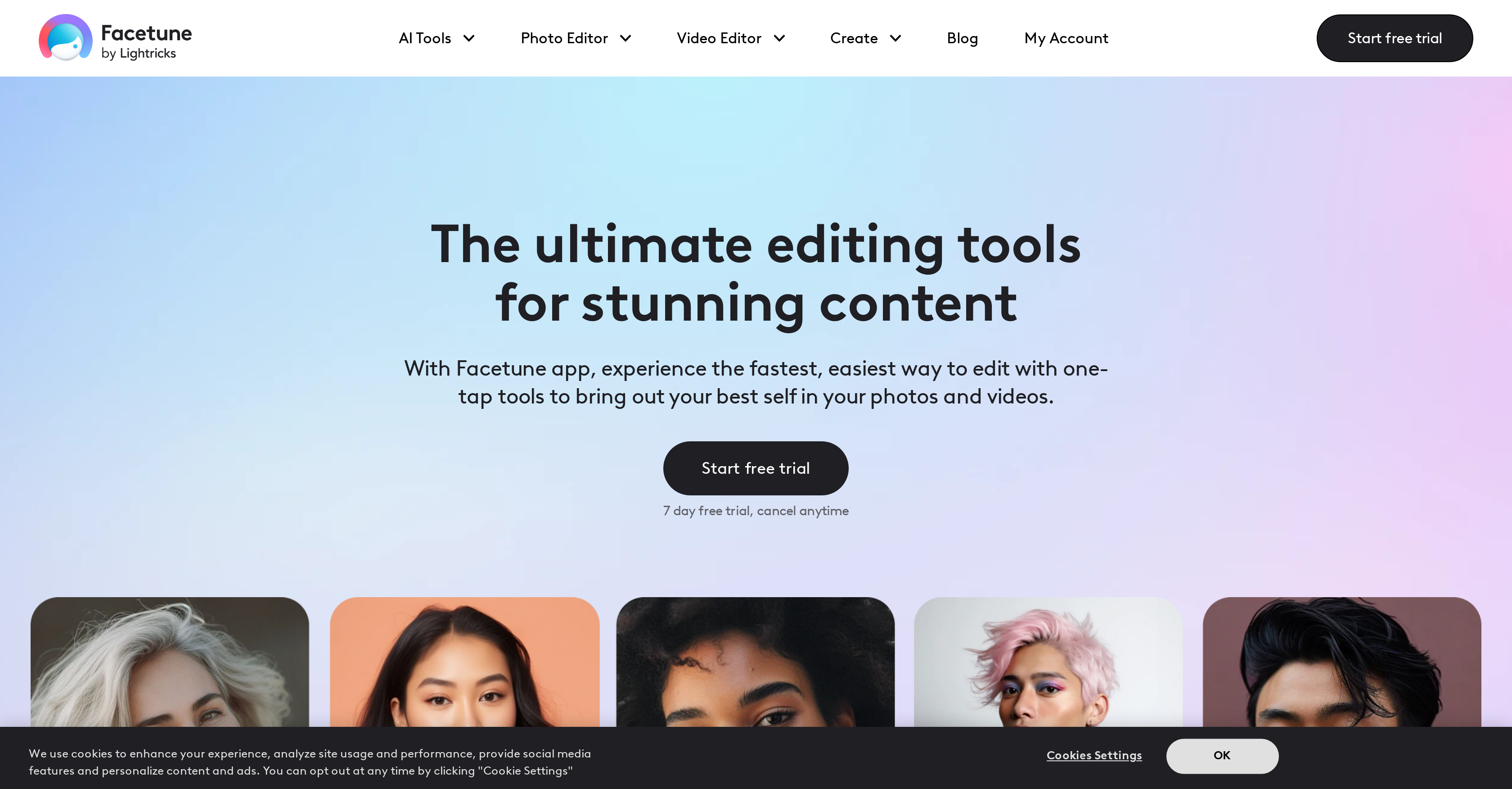 Facetune - Screenshot showing the interface and features of this AI tool