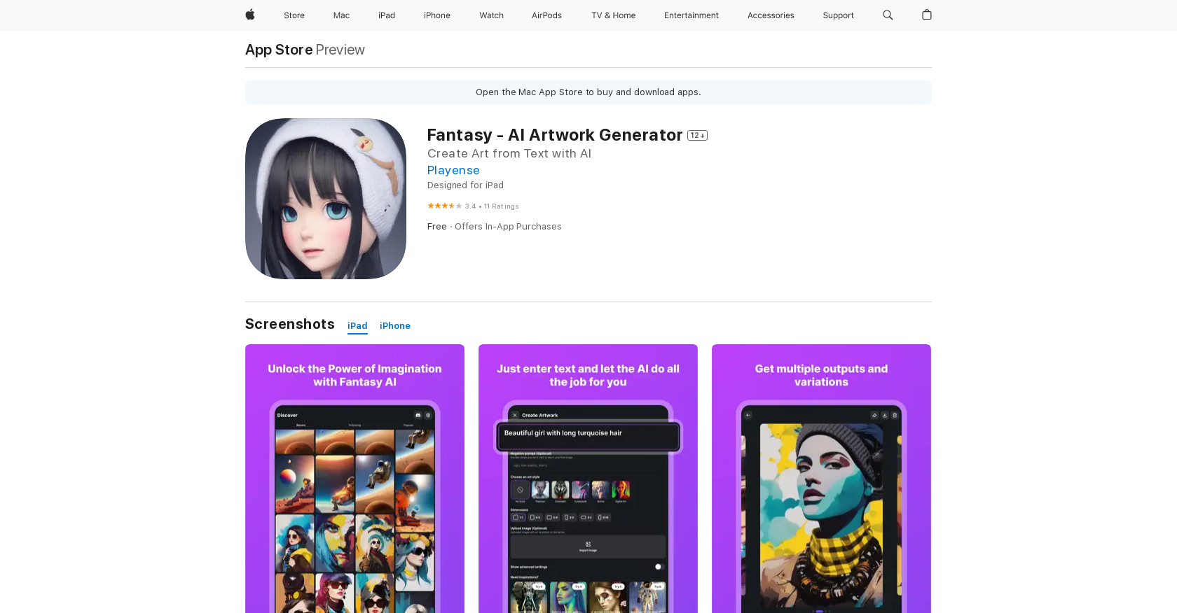Fantasy - Screenshot showing the interface and features of this AI tool