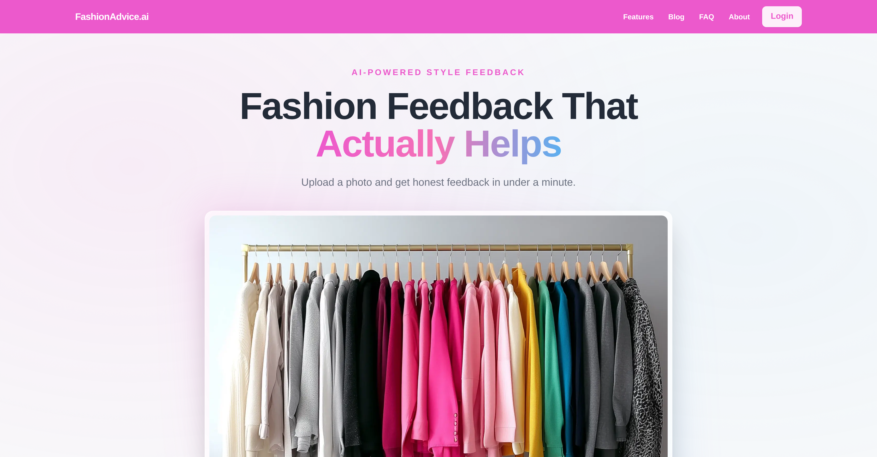 FashionAdvice.ai - Screenshot showing the interface and features of this AI tool