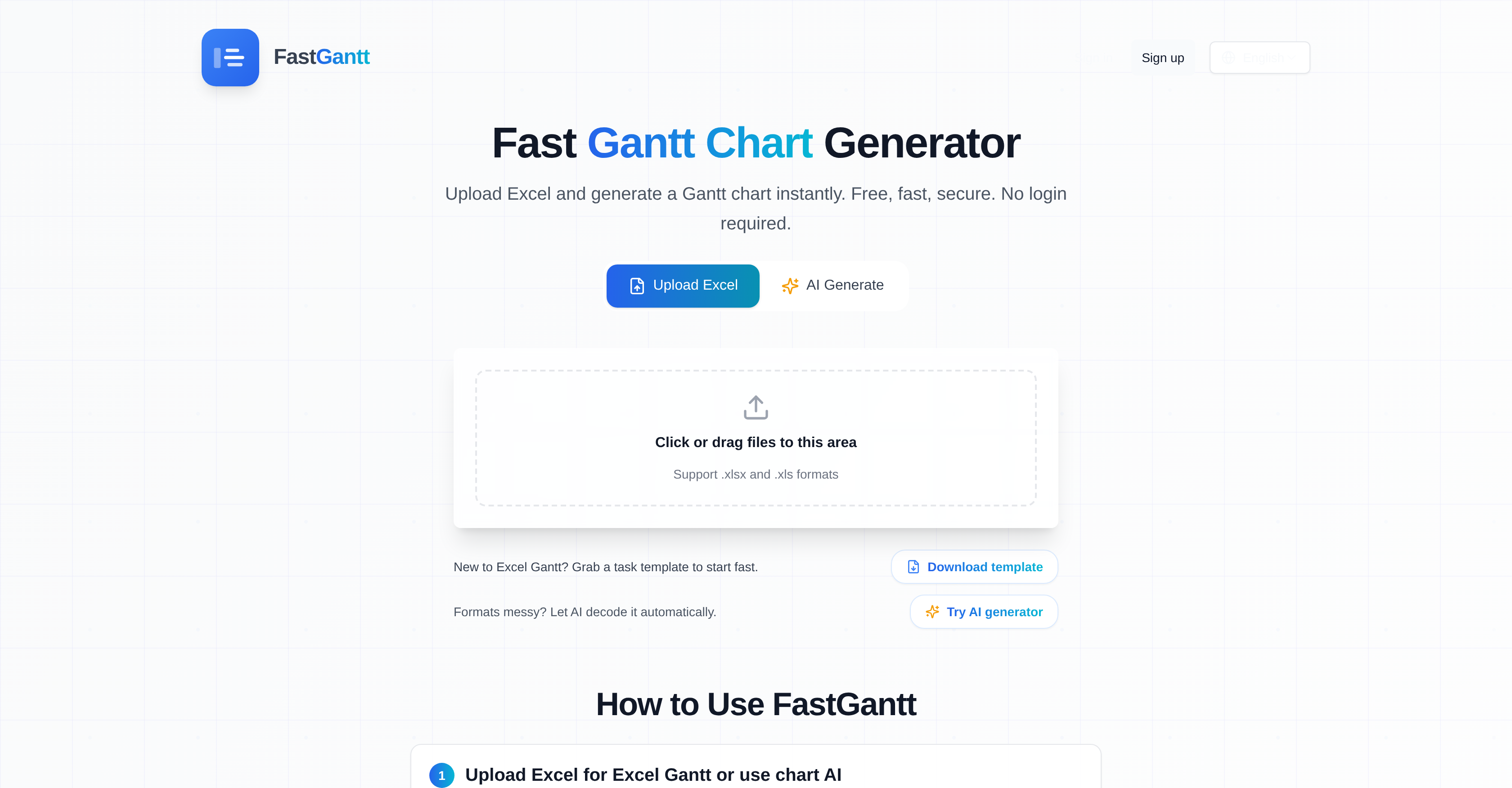 FastGantt - Screenshot showing the interface and features of this AI tool