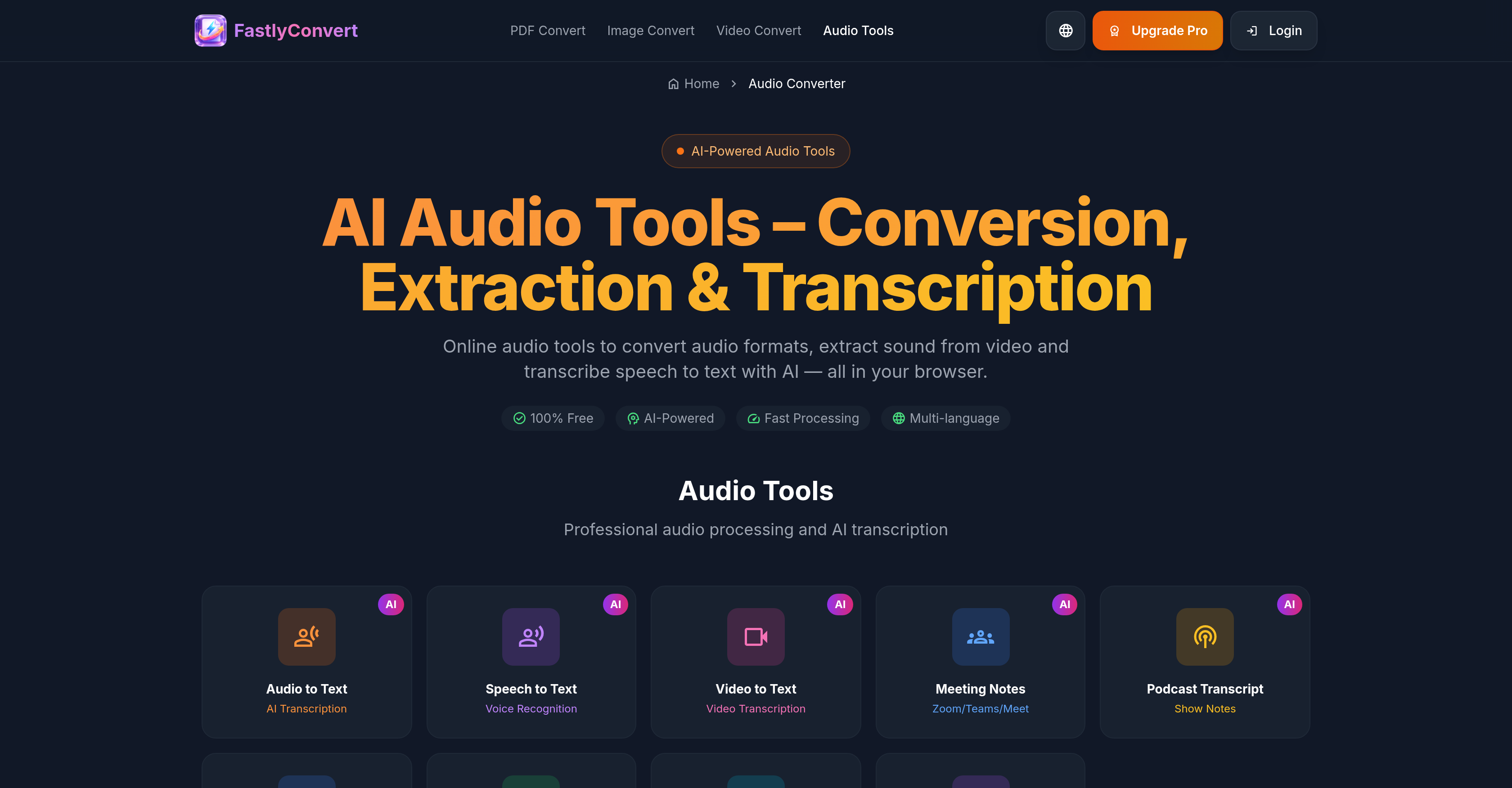 FastlyConvert - Screenshot showing the interface and features of this AI tool