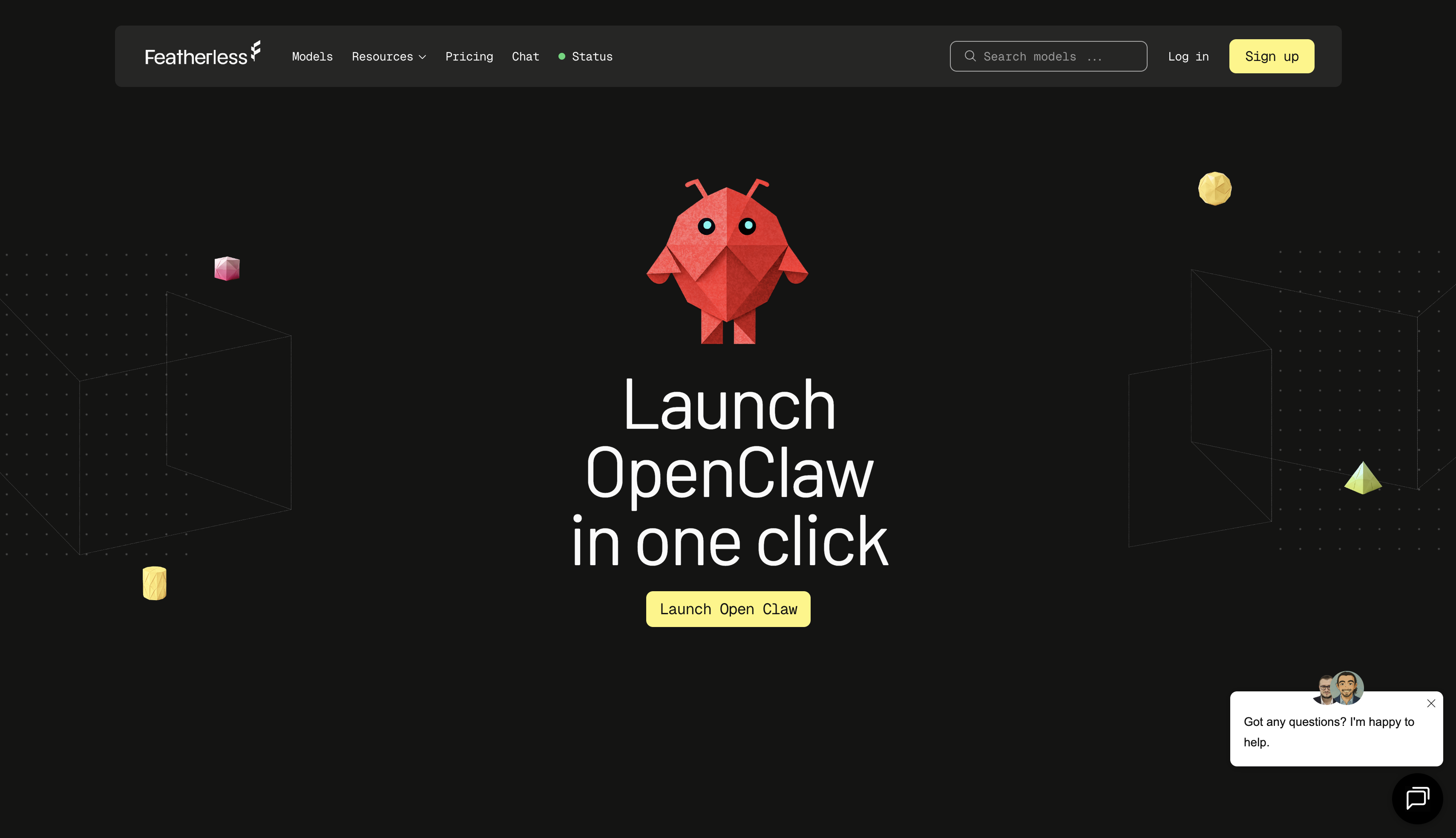 Featherless- Managed OpenClaw - Screenshot showing the interface and features of this AI tool