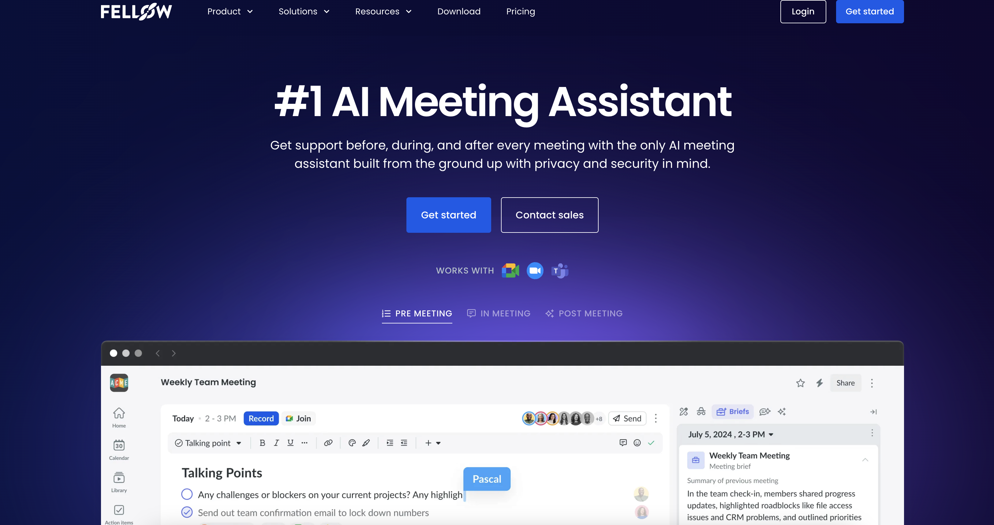 Fellow.app - Screenshot showing the interface and features of this AI tool