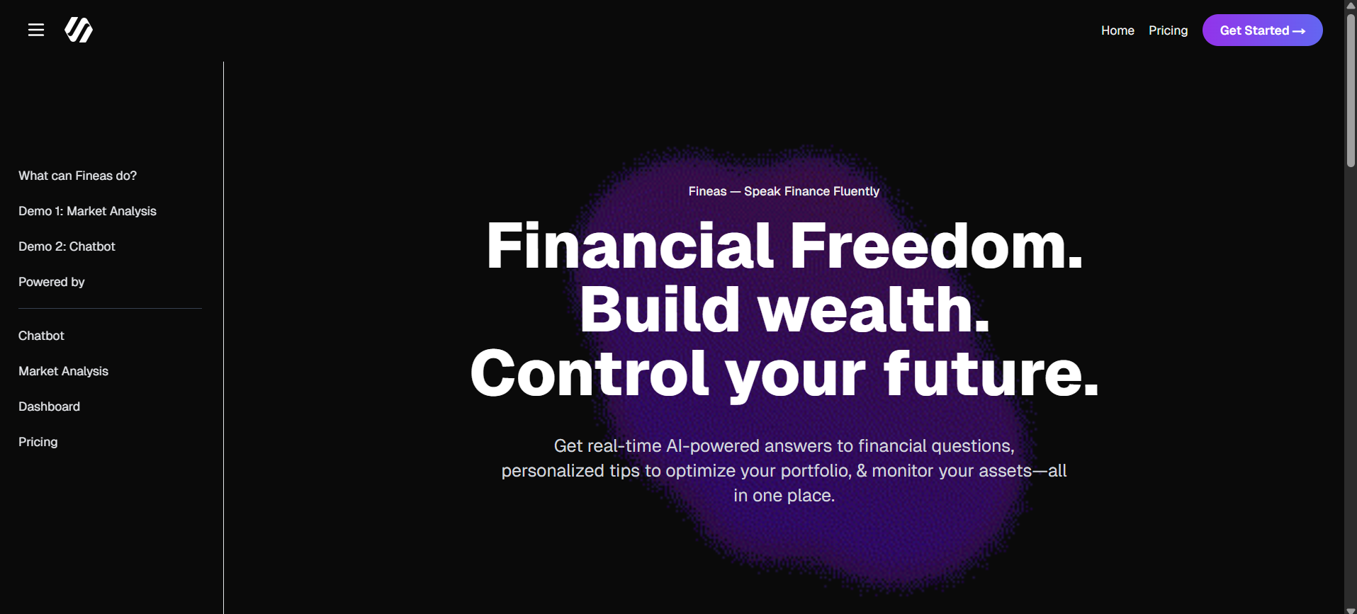 Fineas.Ai - Screenshot showing the interface and features of this AI tool