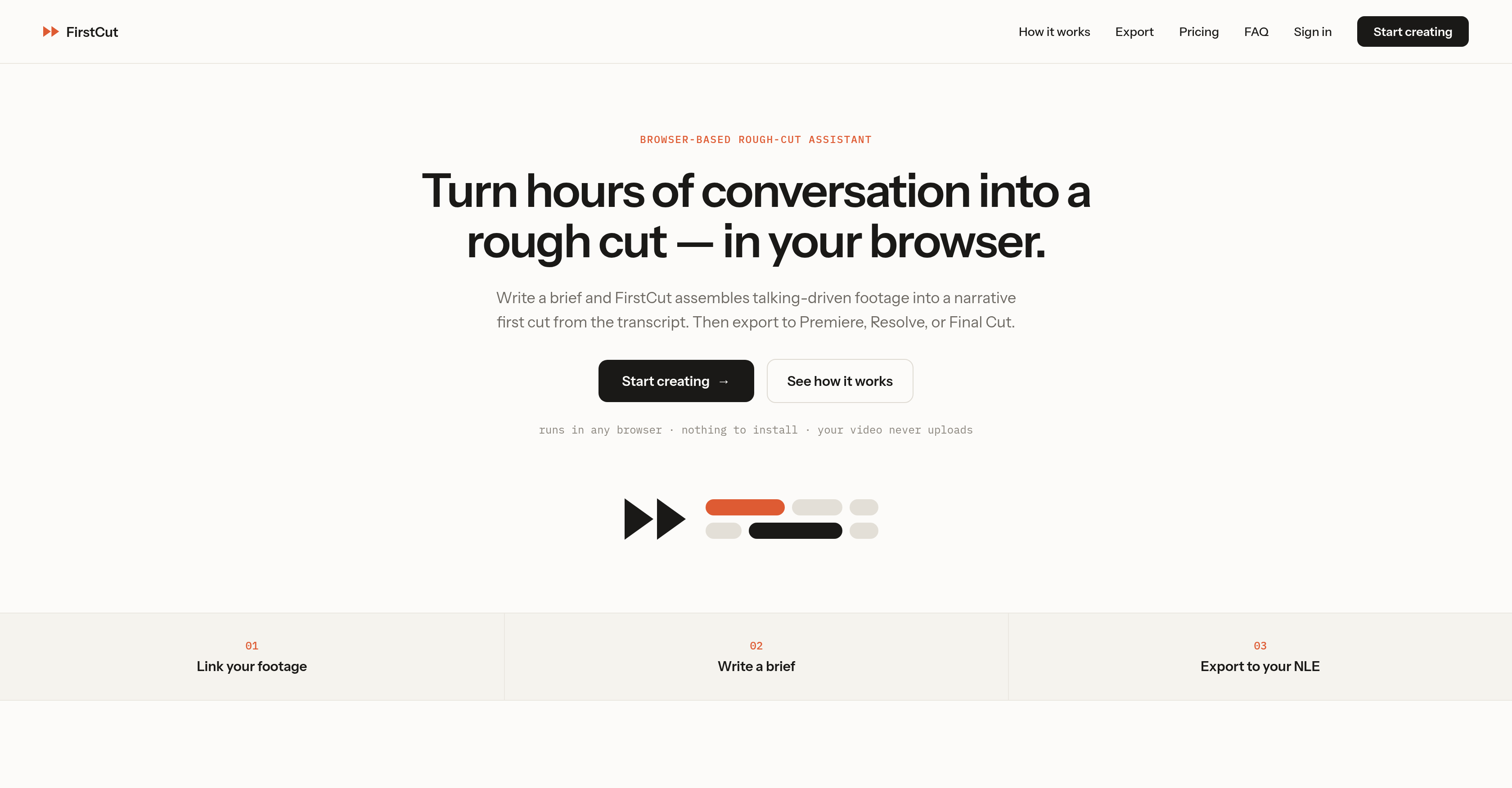 FirstCut - Screenshot showing the interface and features of this AI tool