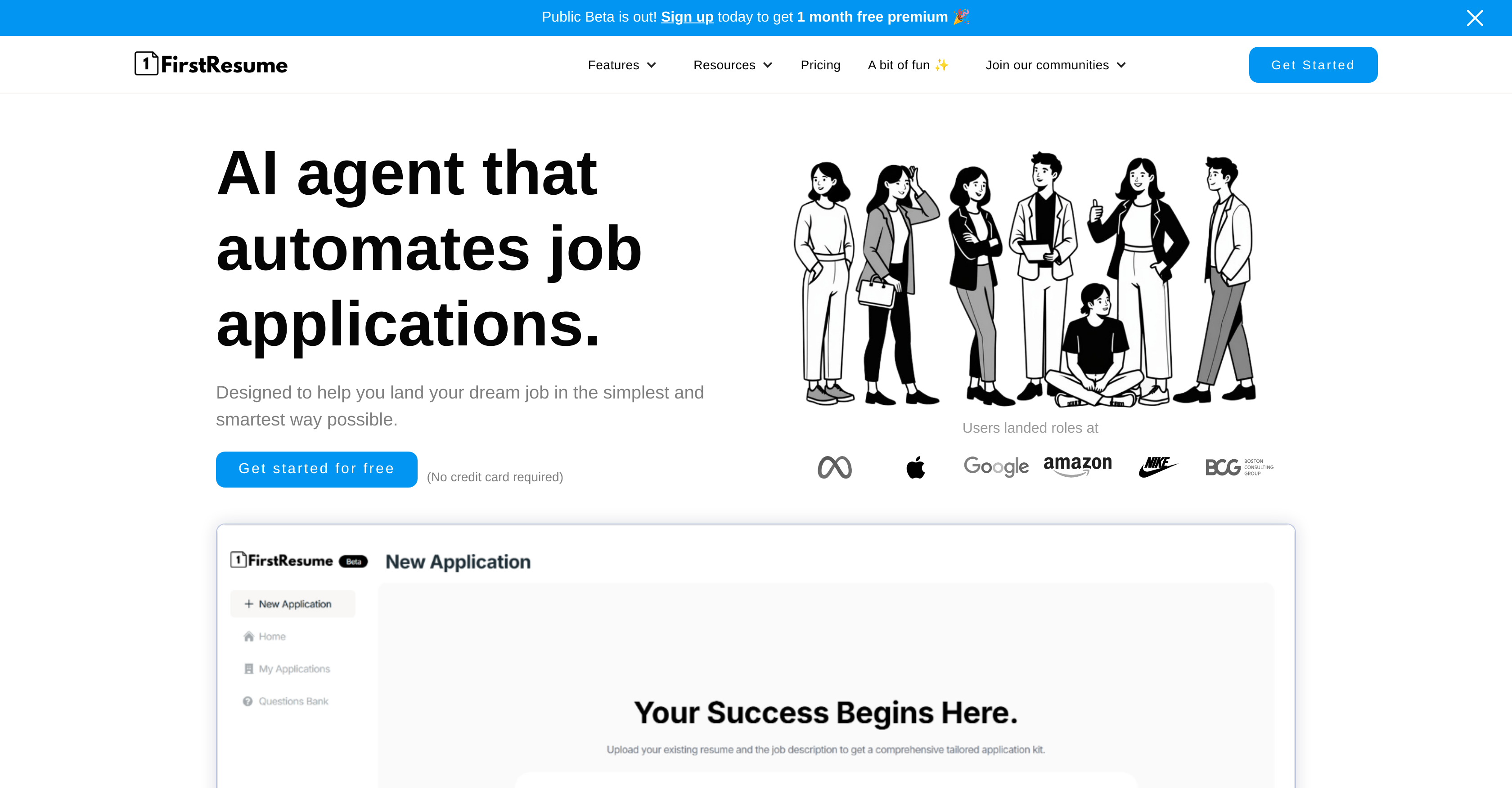 FirstResume - Screenshot showing the interface and features of this AI tool