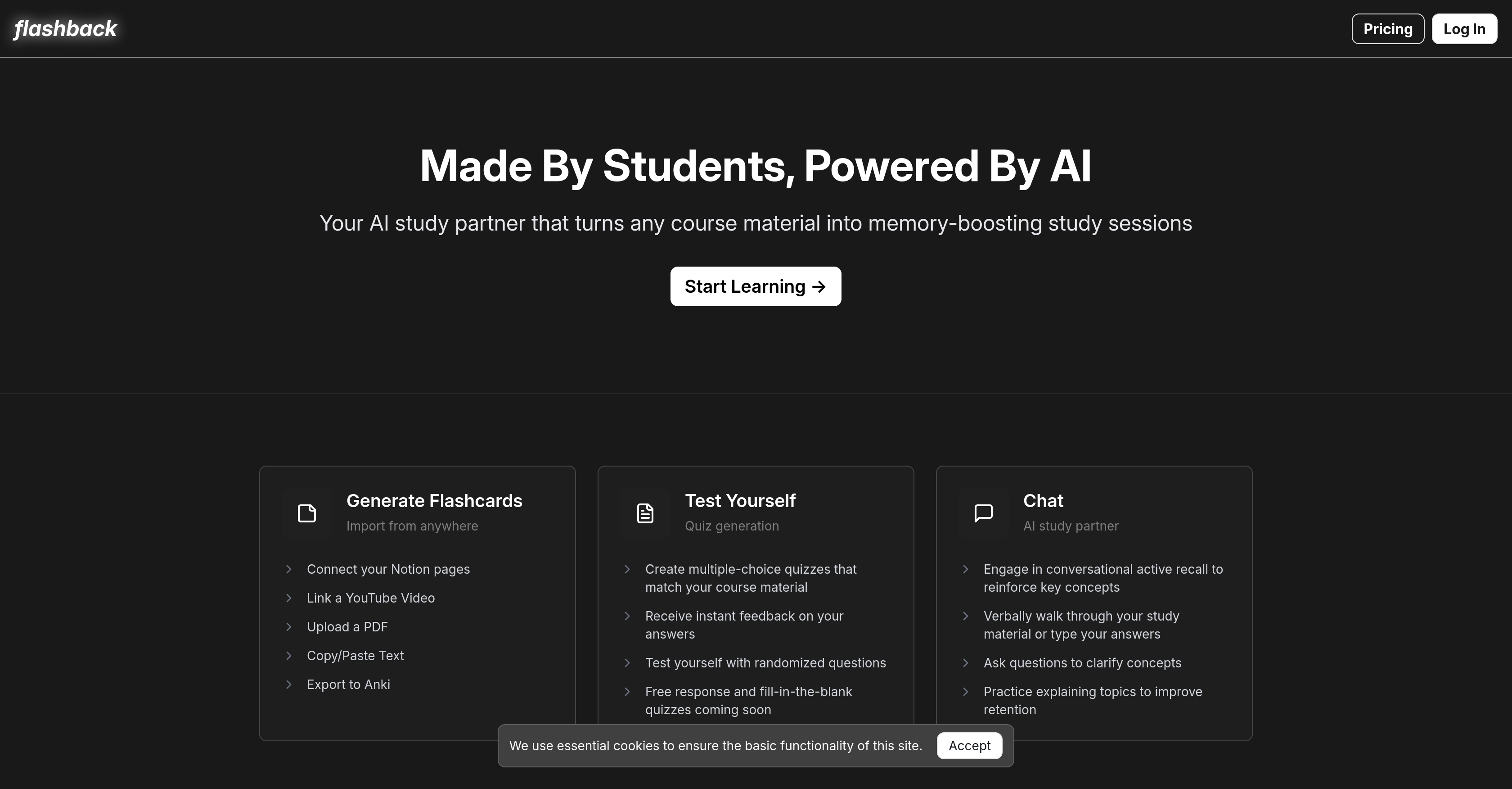 Flashback - Screenshot showing the interface and features of this AI tool