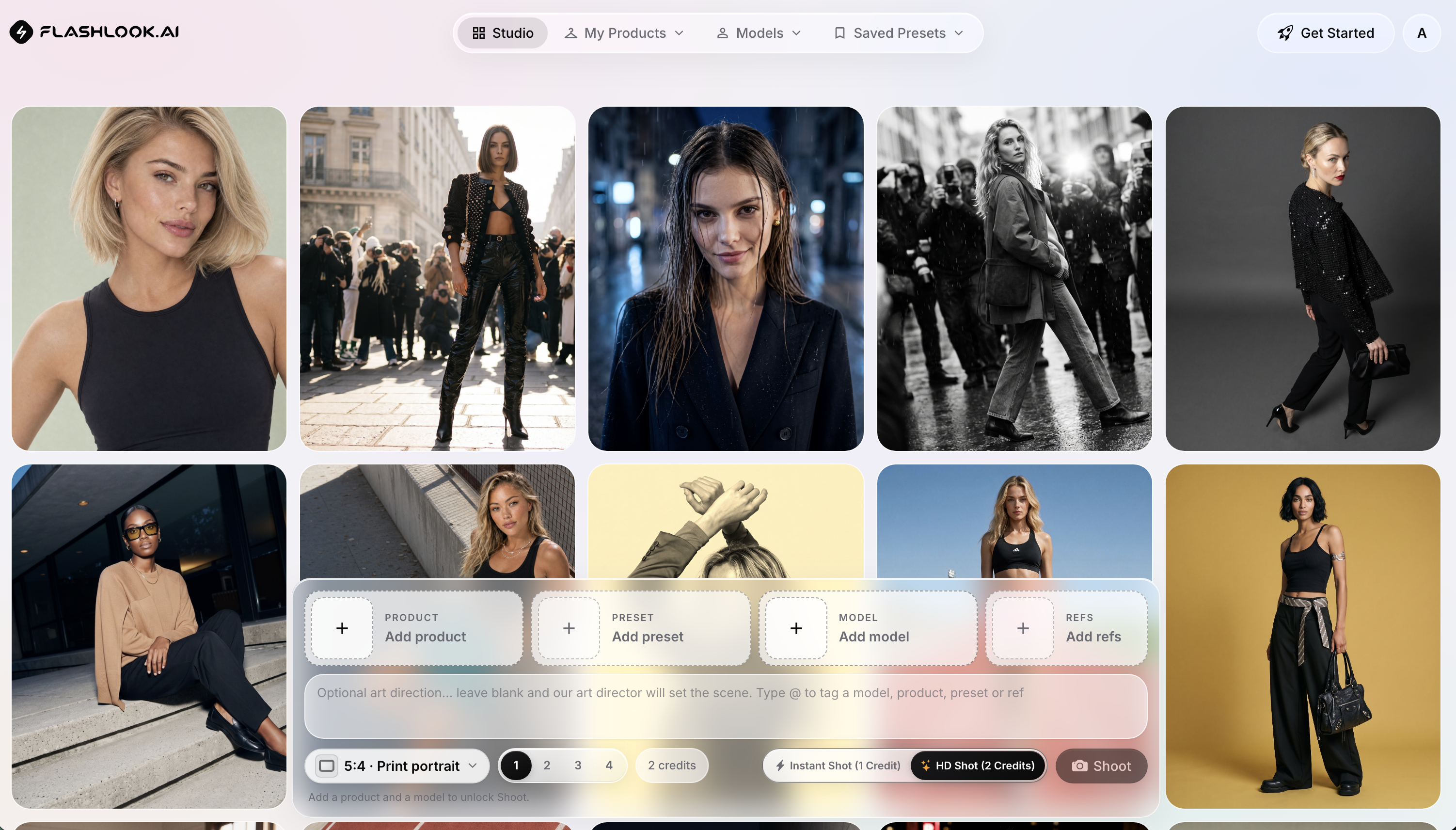 FLASHLOOK.AI - AI Fashion Campaigns Made Easy - Screenshot showing the interface and features of this AI tool