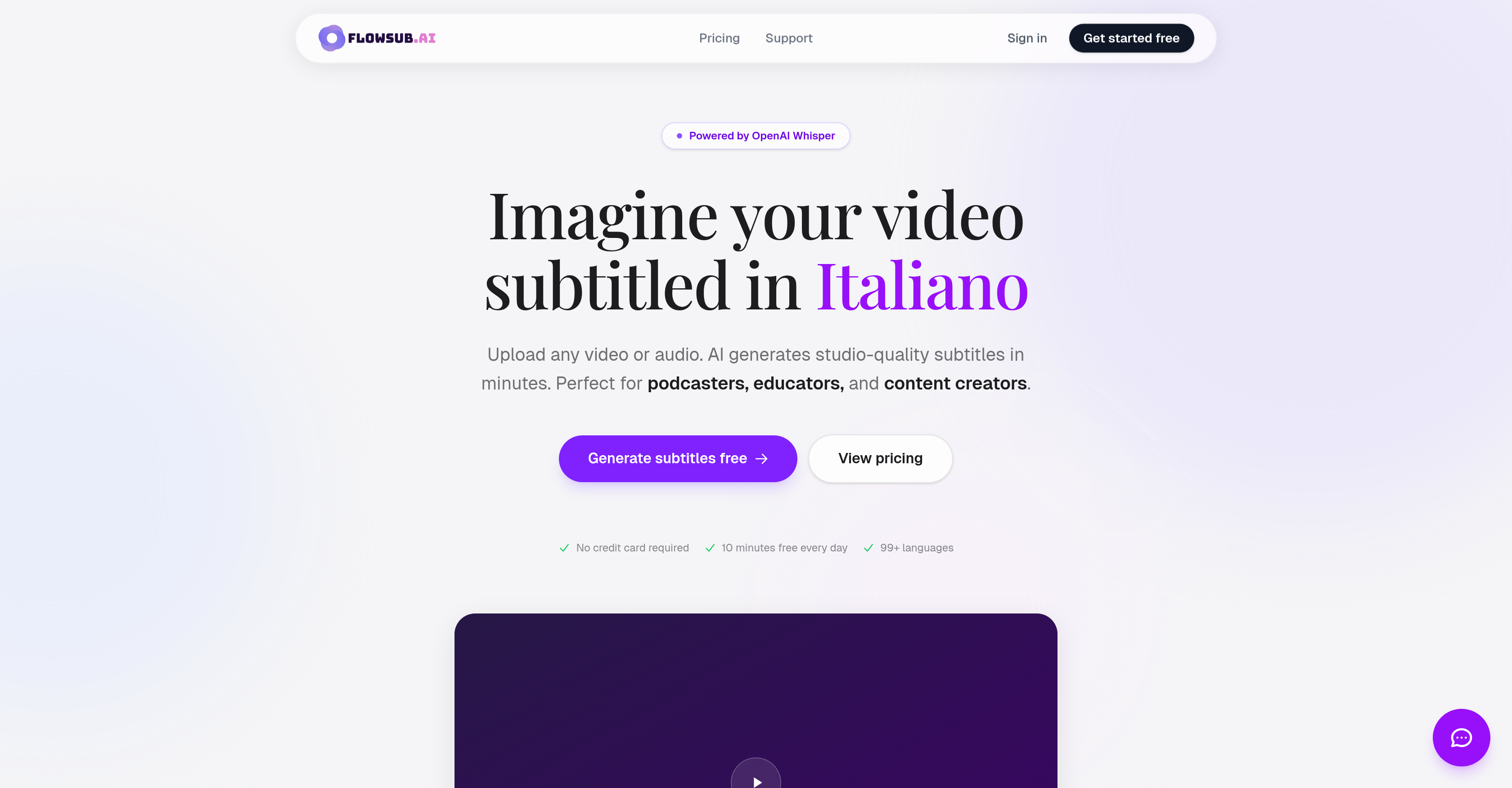 FlowSub - Screenshot showing the interface and features of this AI tool