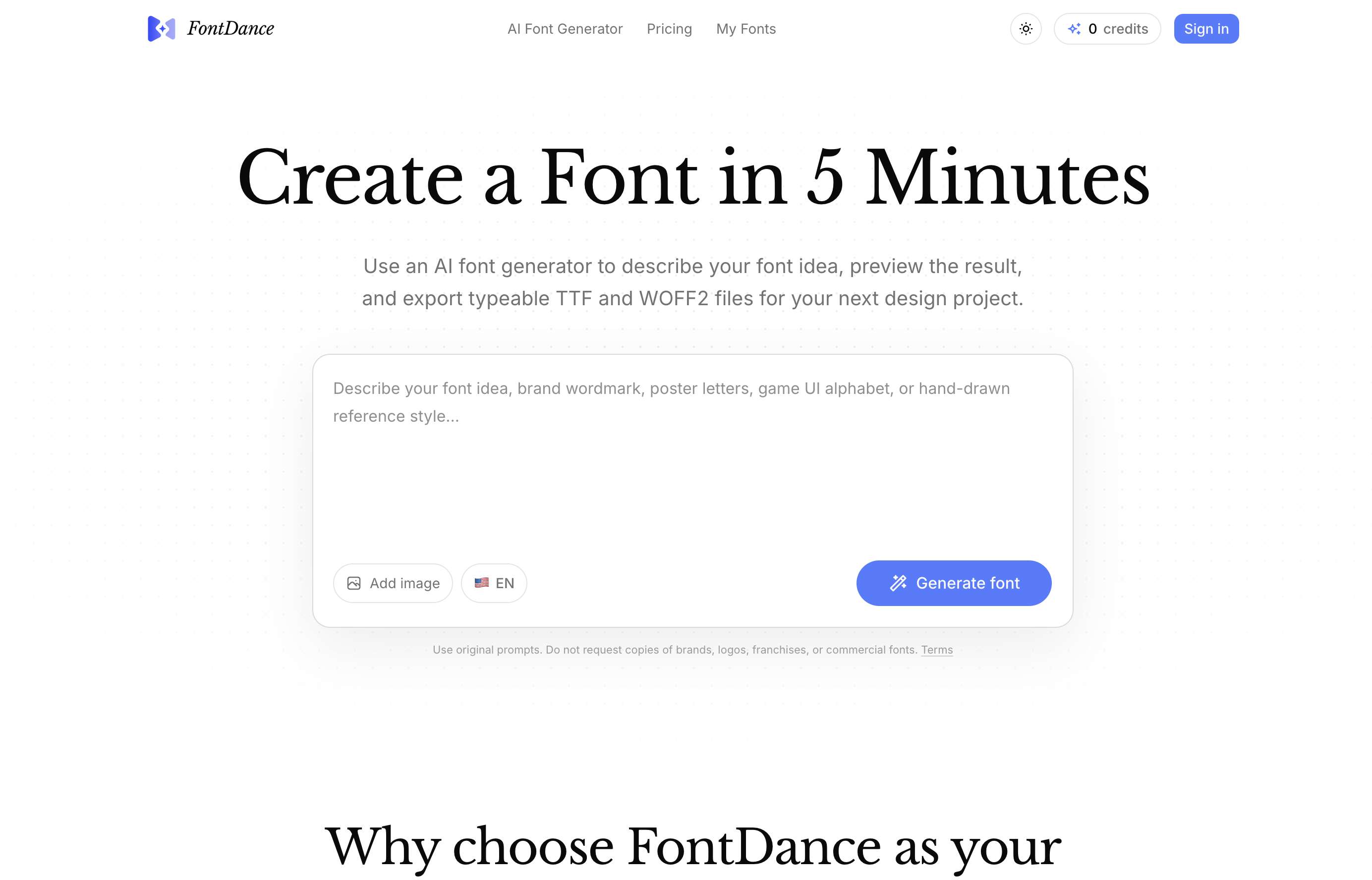 FontDance - Screenshot showing the interface and features of this AI tool