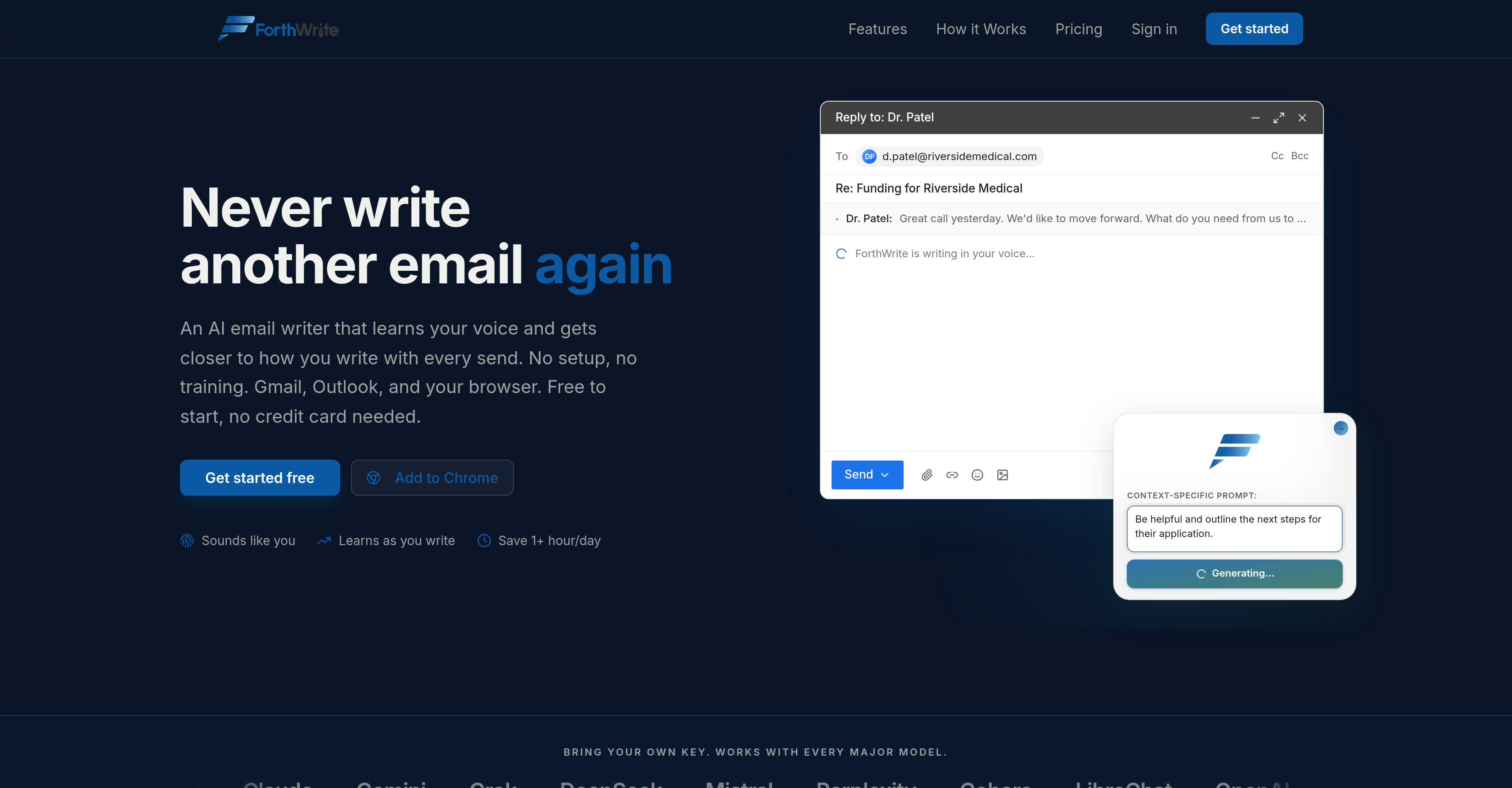 ForthWrite - Screenshot showing the interface and features of this AI tool