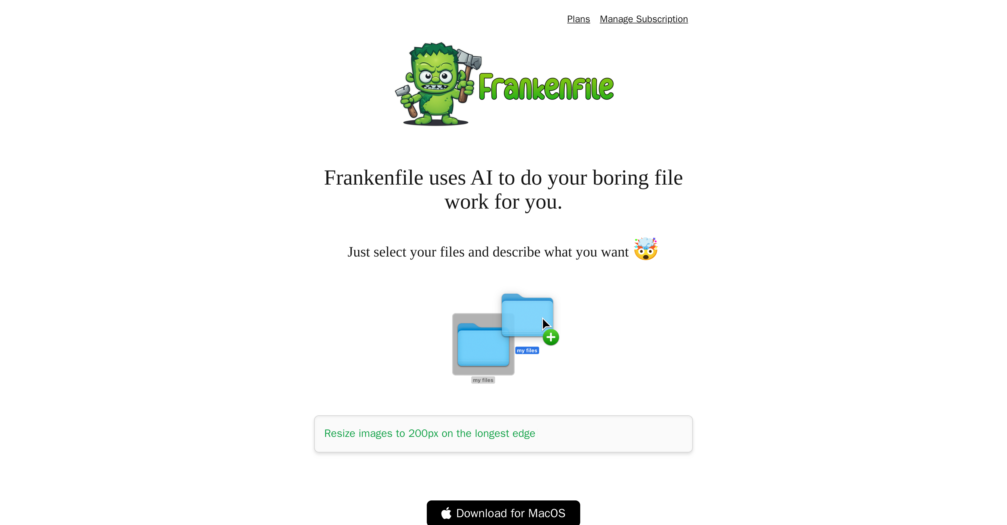 Frankenfile - Screenshot showing the interface and features of this AI tool
