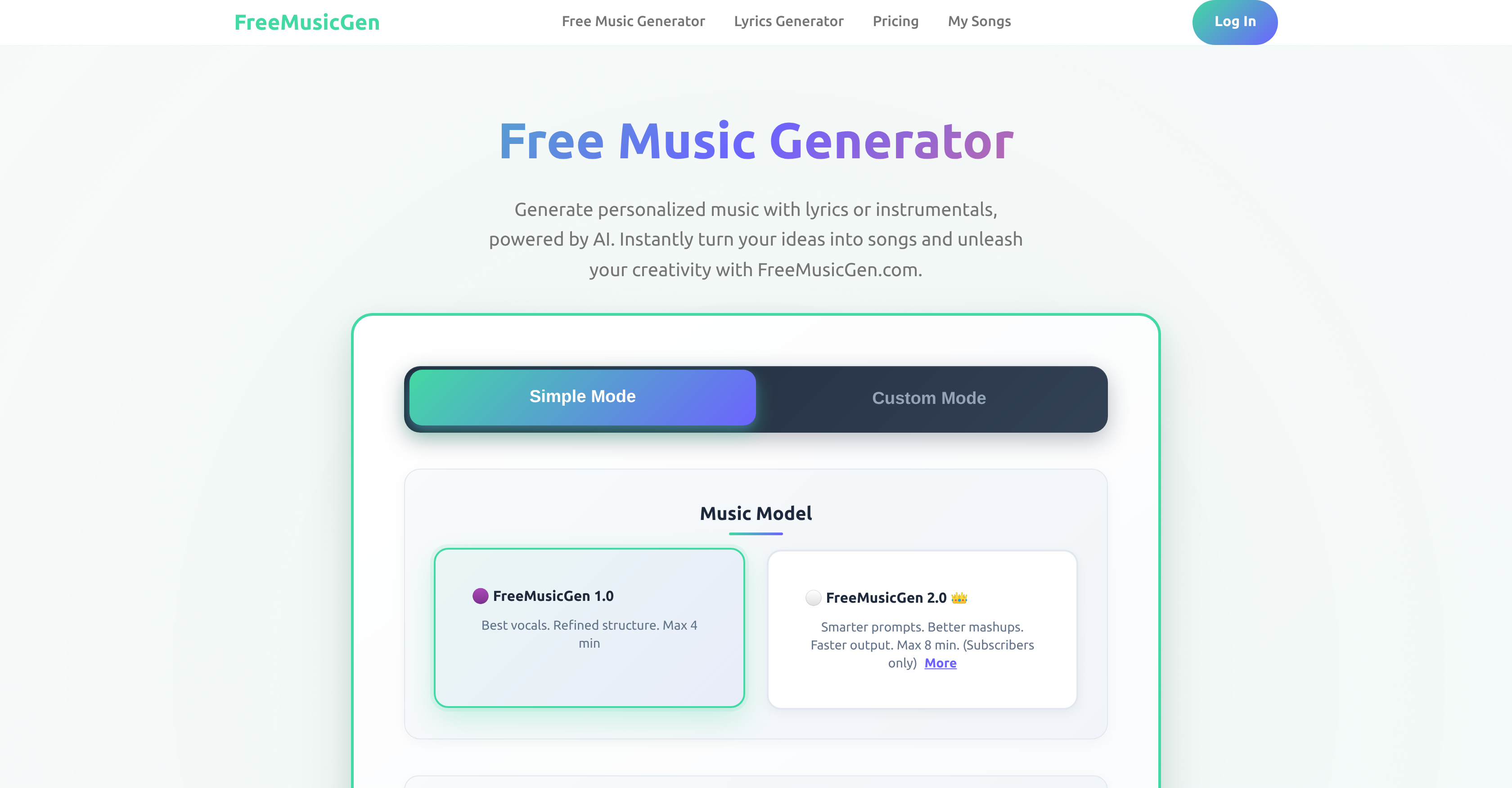 FreeMusicGen - Screenshot showing the interface and features of this AI tool
