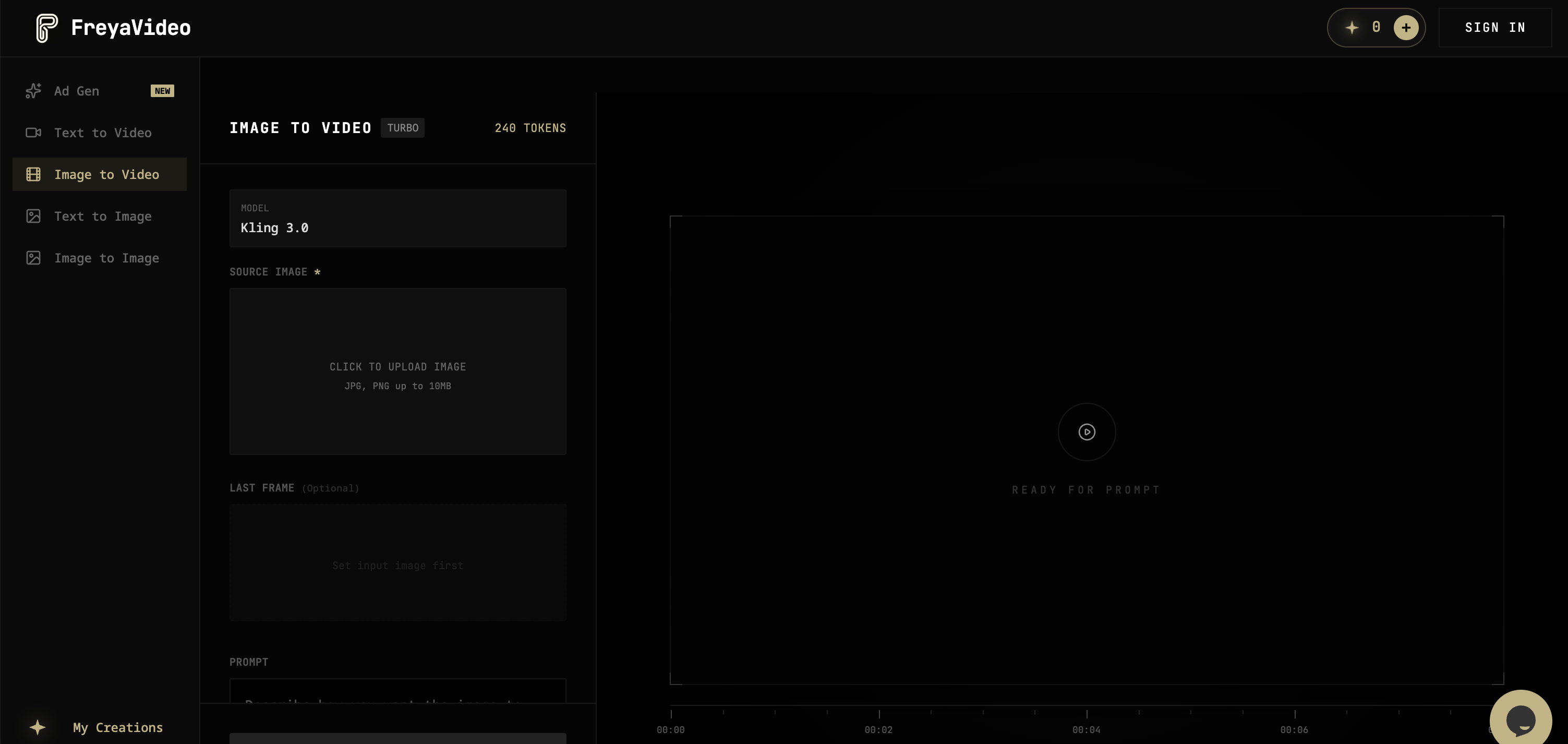 FreyaVideo - Image to Video AI Generator - Screenshot showing the interface and features of this AI tool