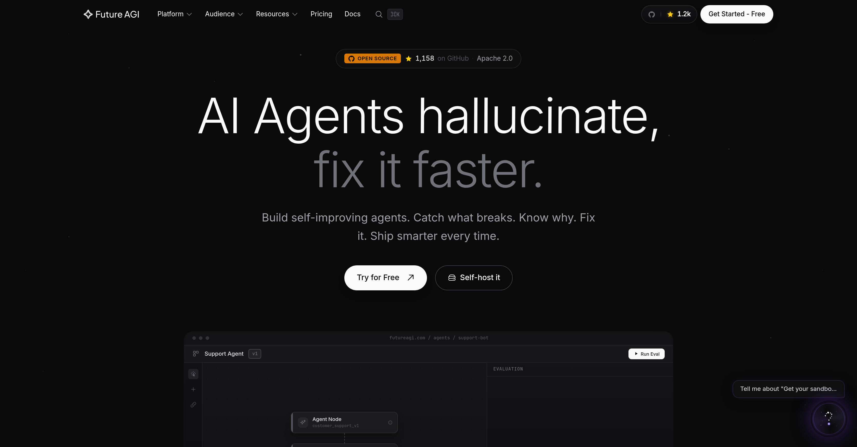 Future AGI - Screenshot showing the interface and features of this AI tool