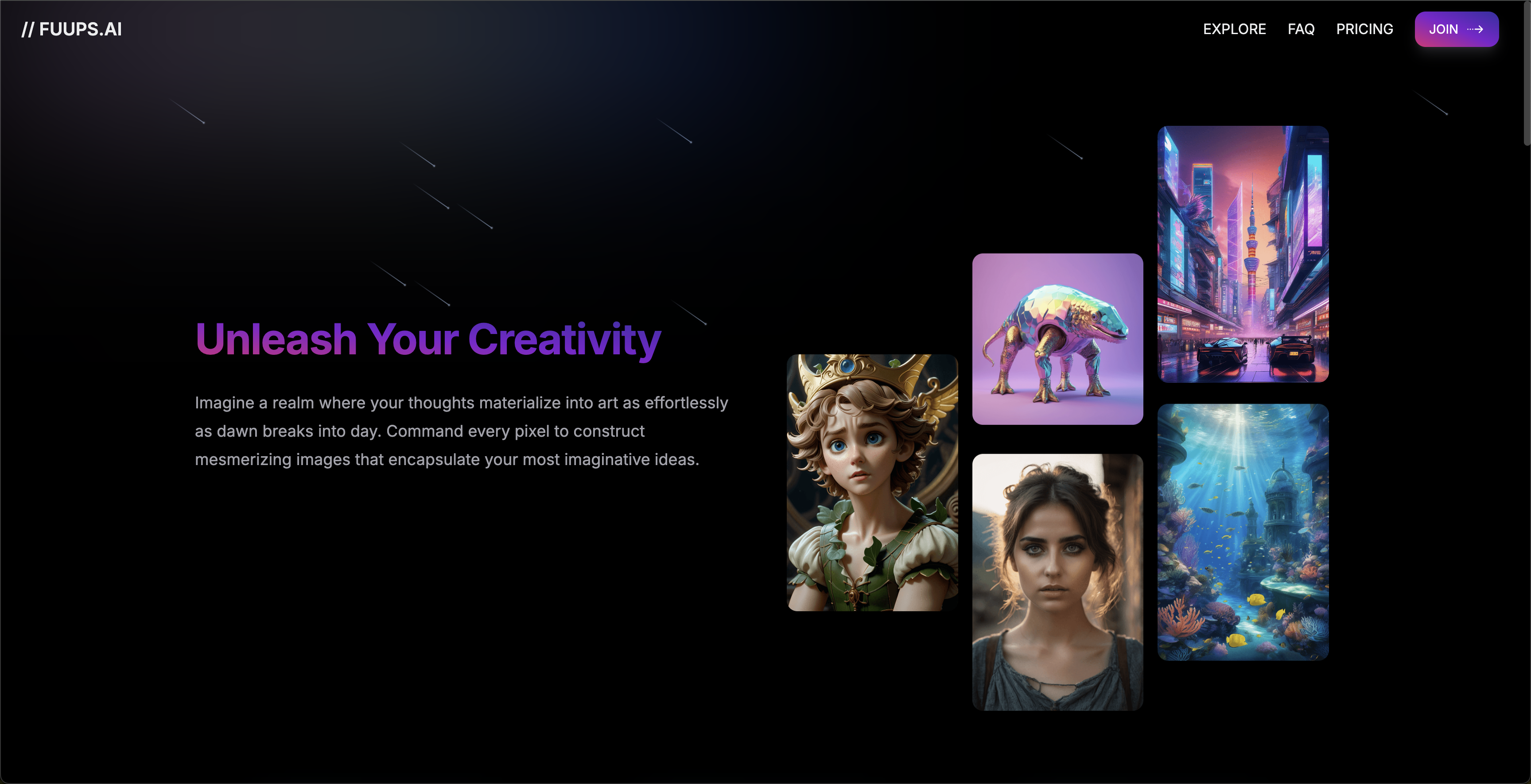 Fuups - Screenshot showing the interface and features of this AI tool