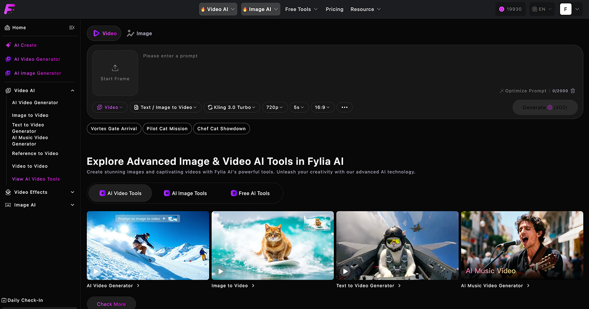 Fylia | Image to Video Generator - Screenshot showing the interface and features of this AI tool
