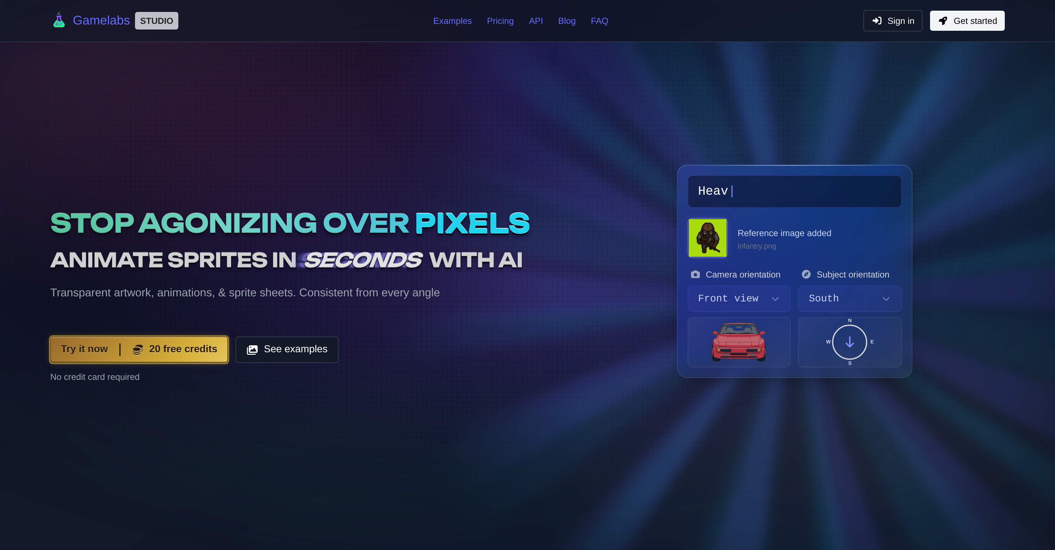 Gamelabs Studio - Screenshot showing the interface and features of this AI tool