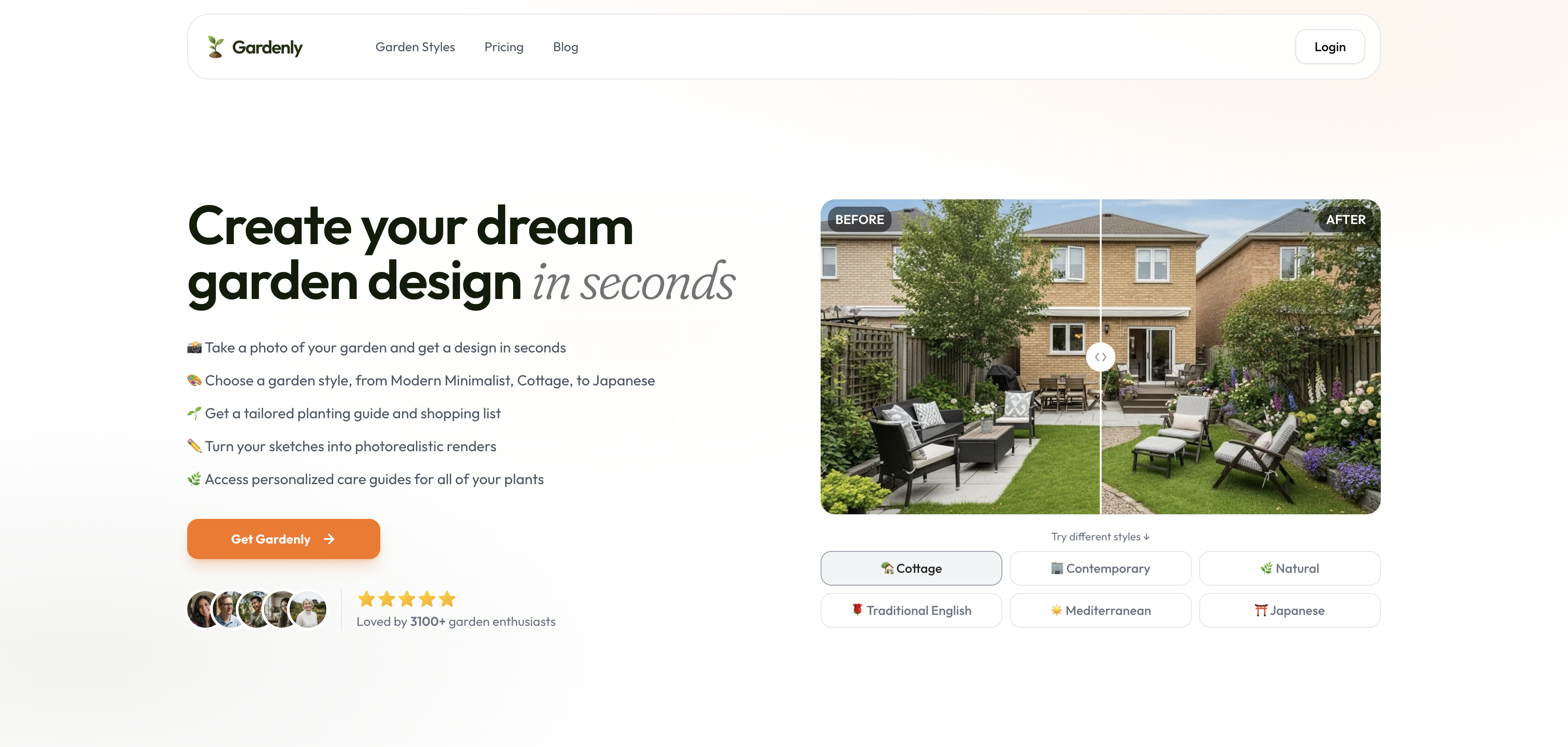 Gardenly - Screenshot showing the interface and features of this AI tool