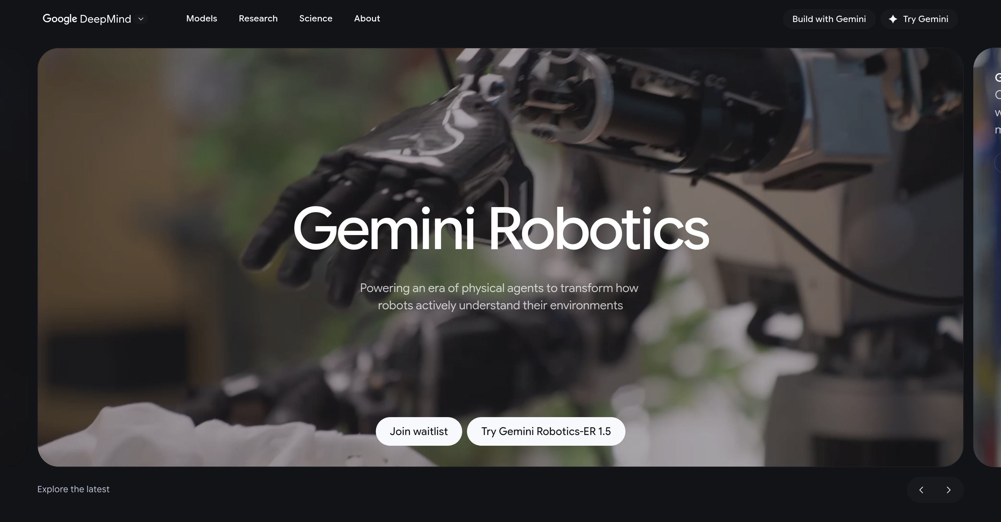 Gemini Robotics - Screenshot showing the interface and features of this AI tool