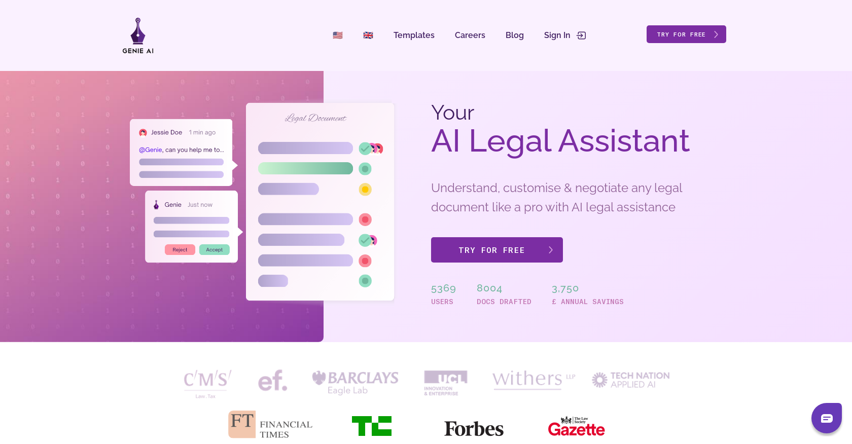 Genie AI - Screenshot showing the interface and features of this AI tool