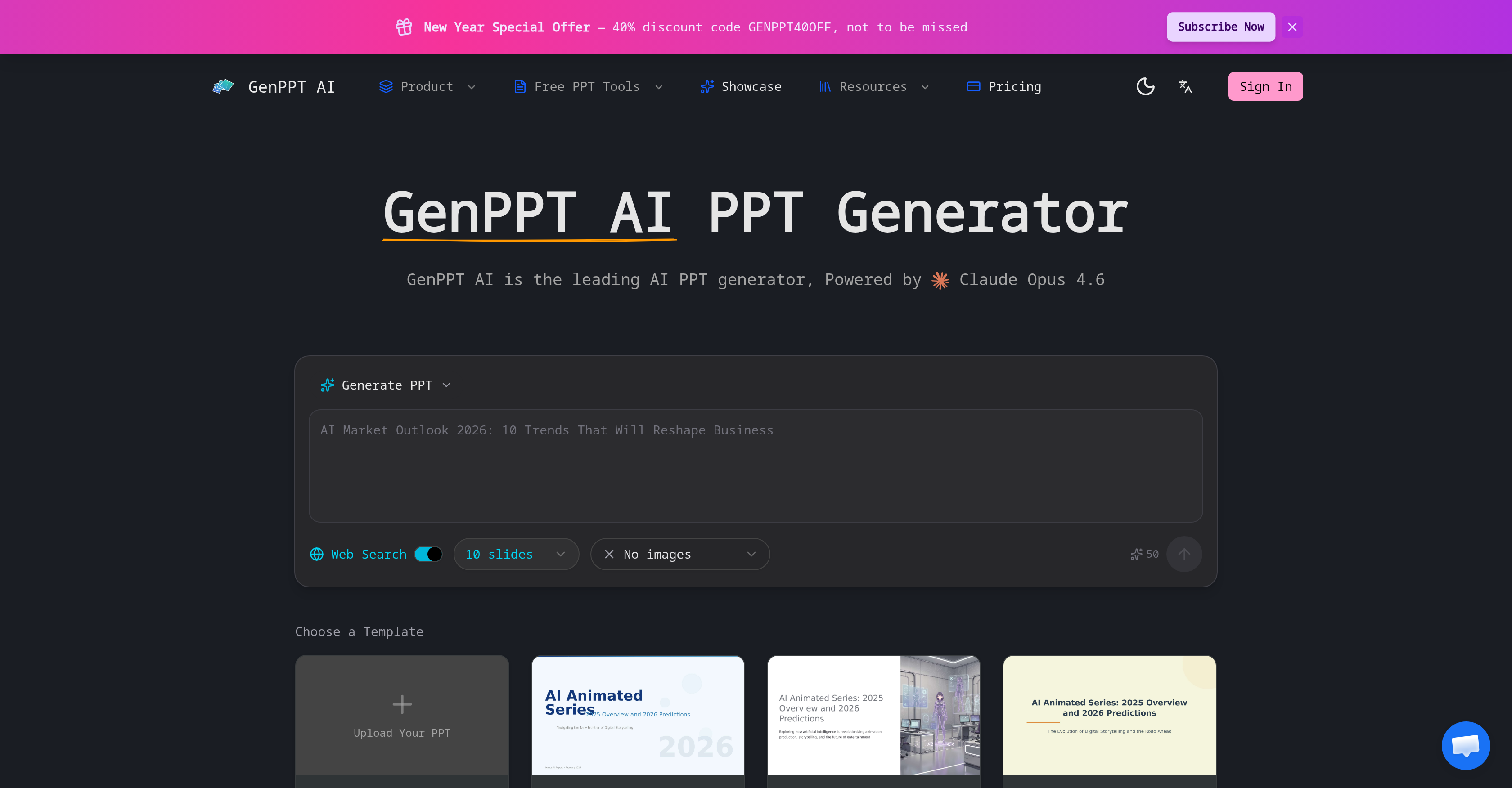 GenPPT AI - Screenshot showing the interface and features of this AI tool