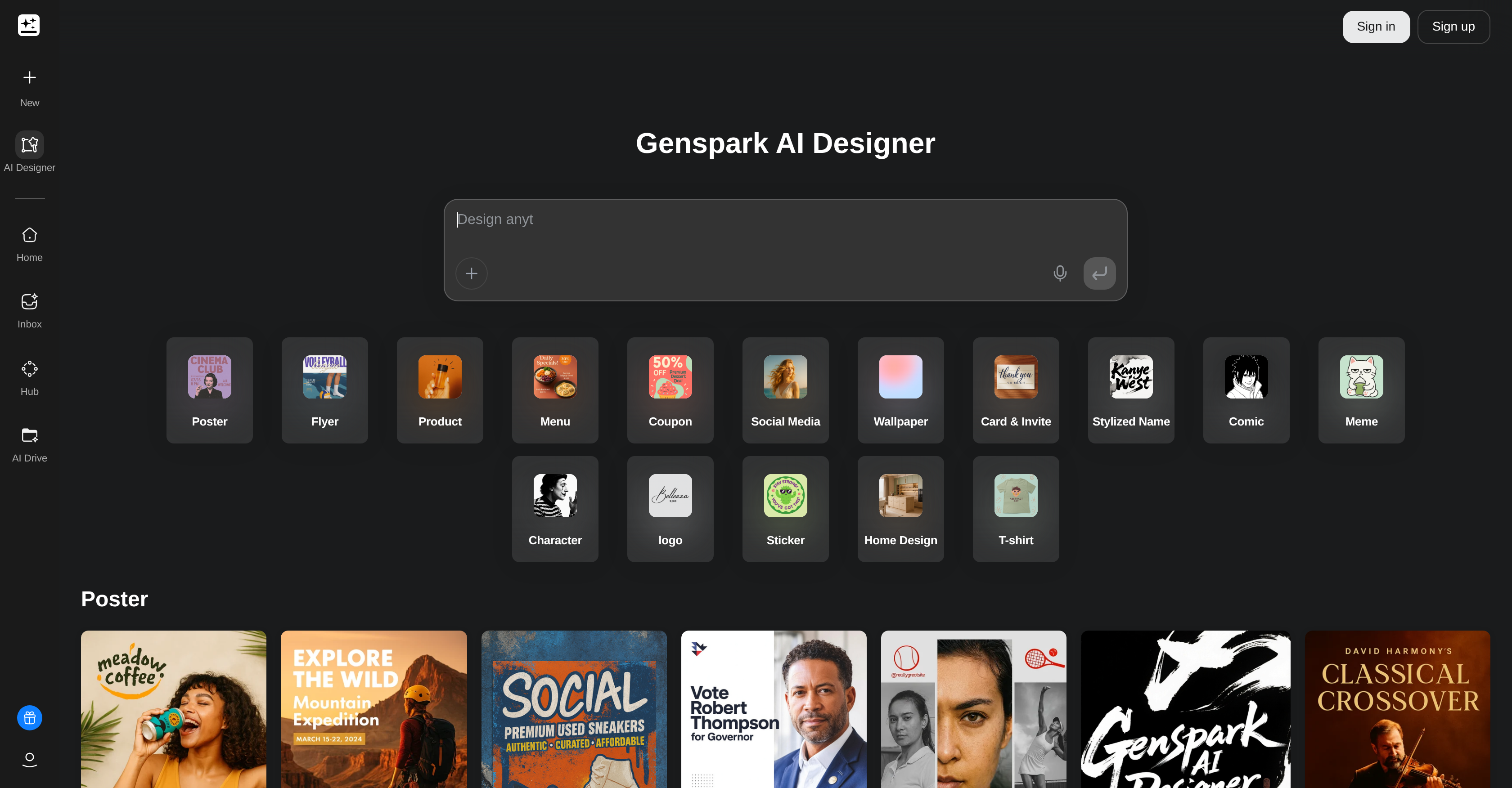 Genspark AI Designer - Screenshot showing the interface and features of this AI tool