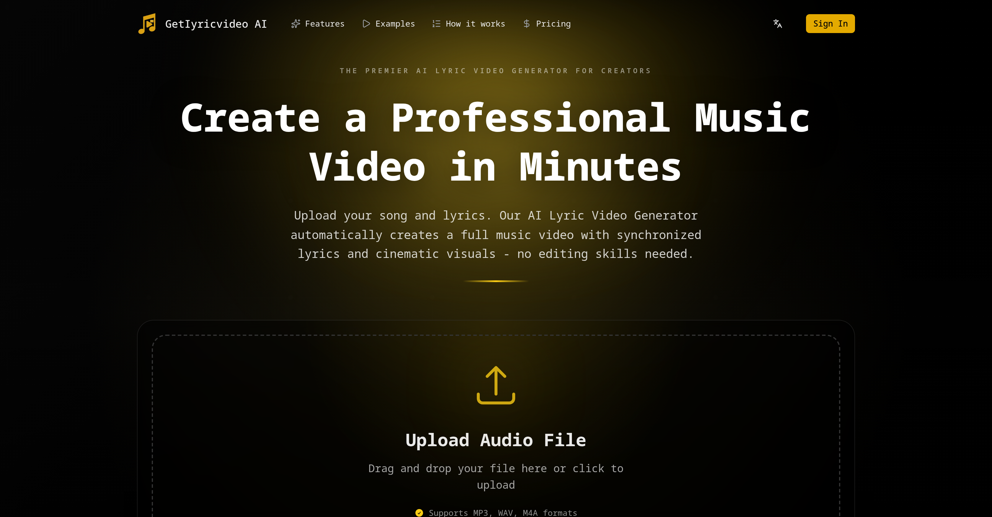 GetLyricVideo AI - Screenshot showing the interface and features of this AI tool