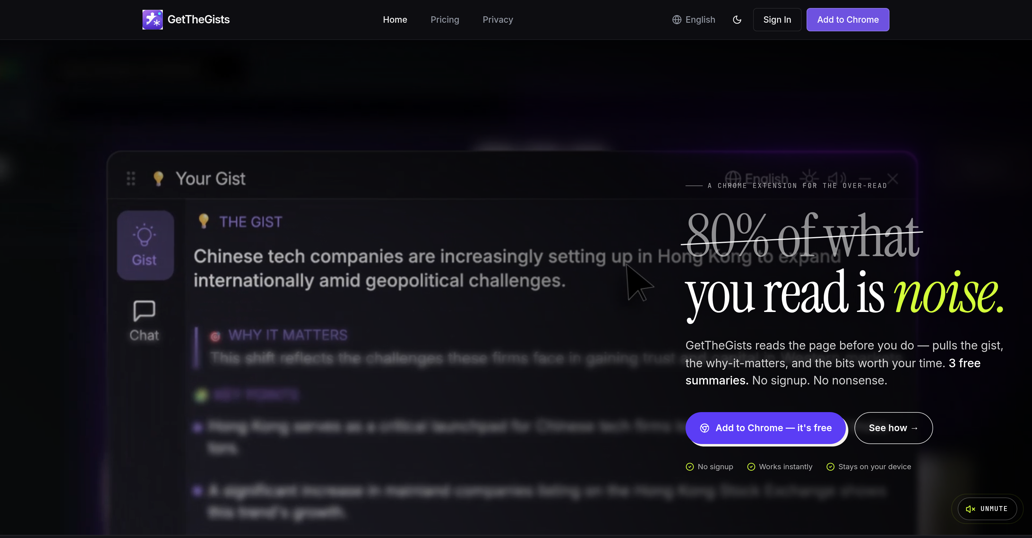 GetTheGists - Screenshot showing the interface and features of this AI tool