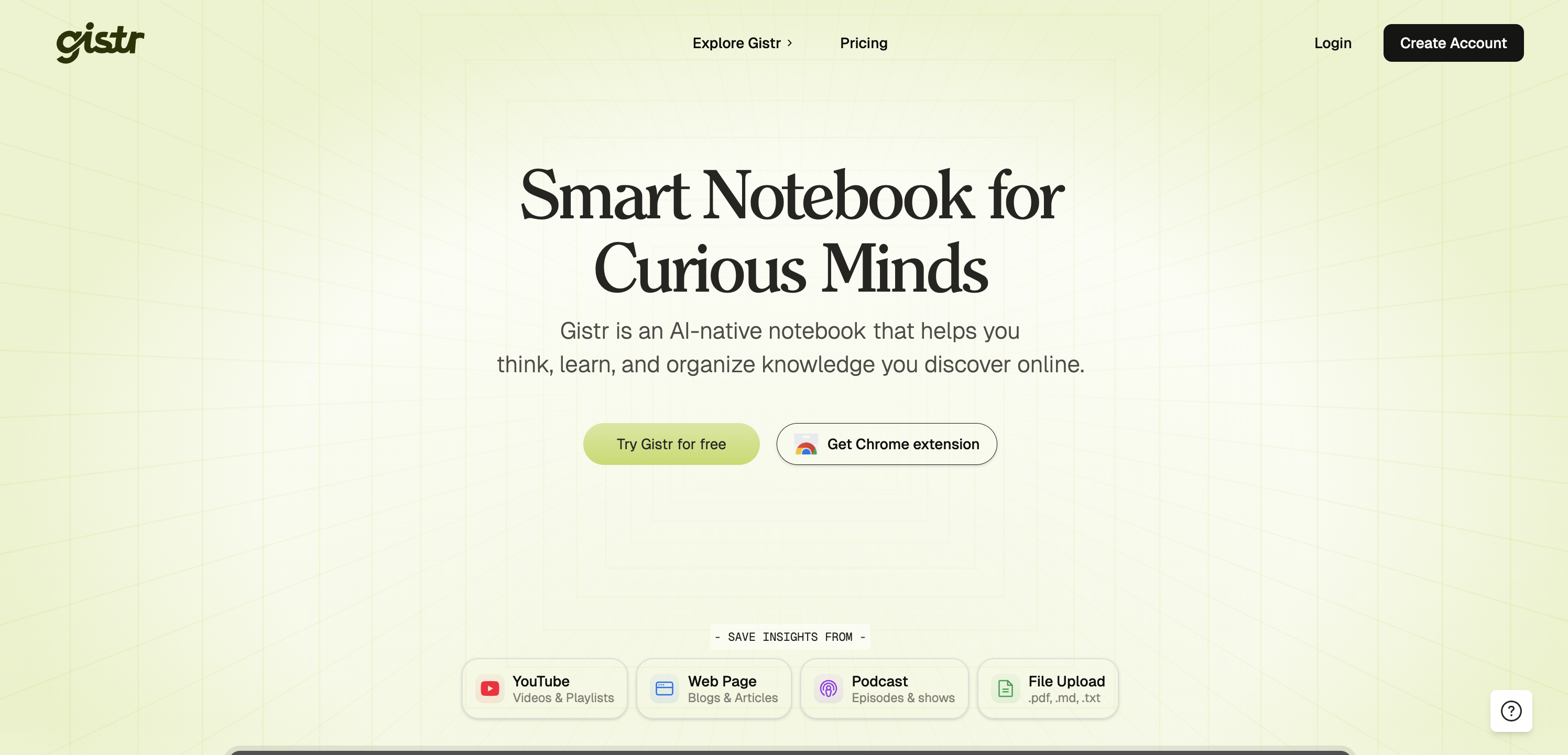 Gistr - Screenshot showing the interface and features of this AI tool