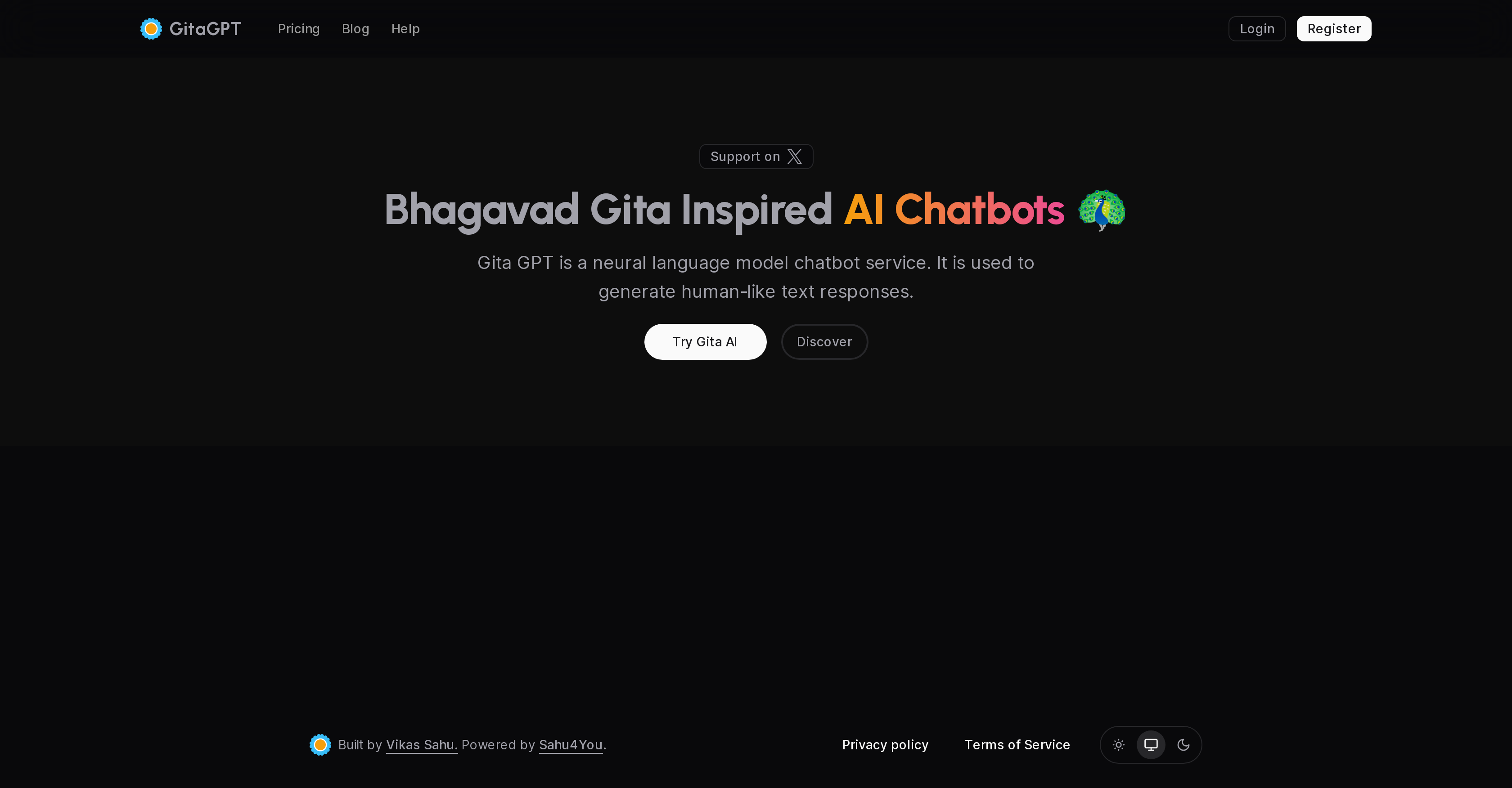 Gita GPT - Screenshot showing the interface and features of this AI tool