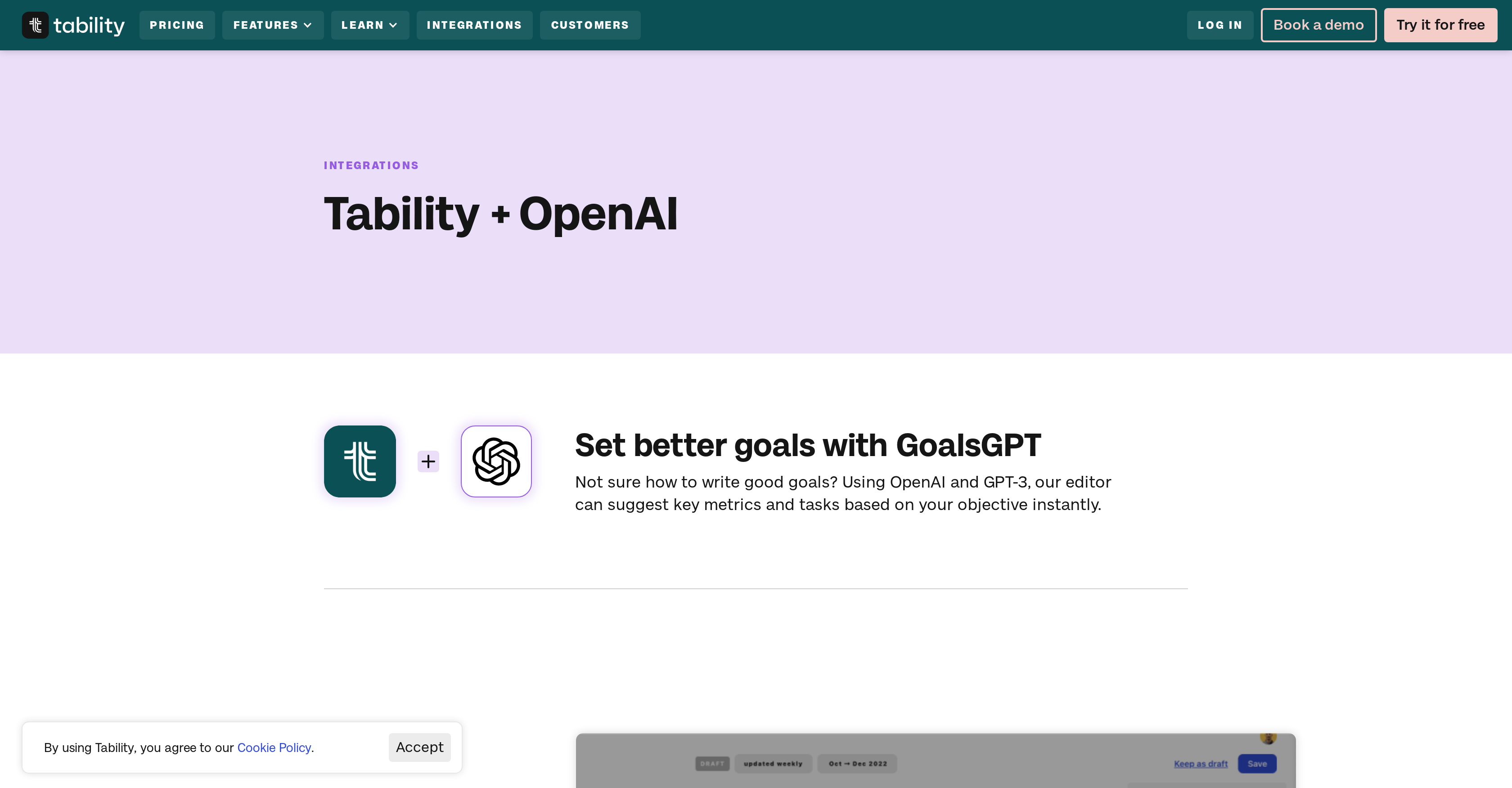 Tability - Screenshot showing the interface and features of this AI tool