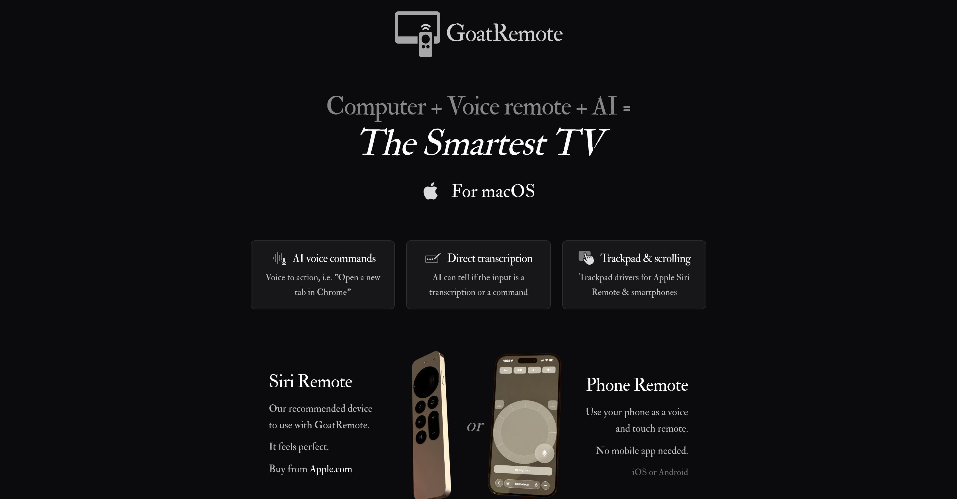 GoatRemote - Screenshot showing the interface and features of this AI tool