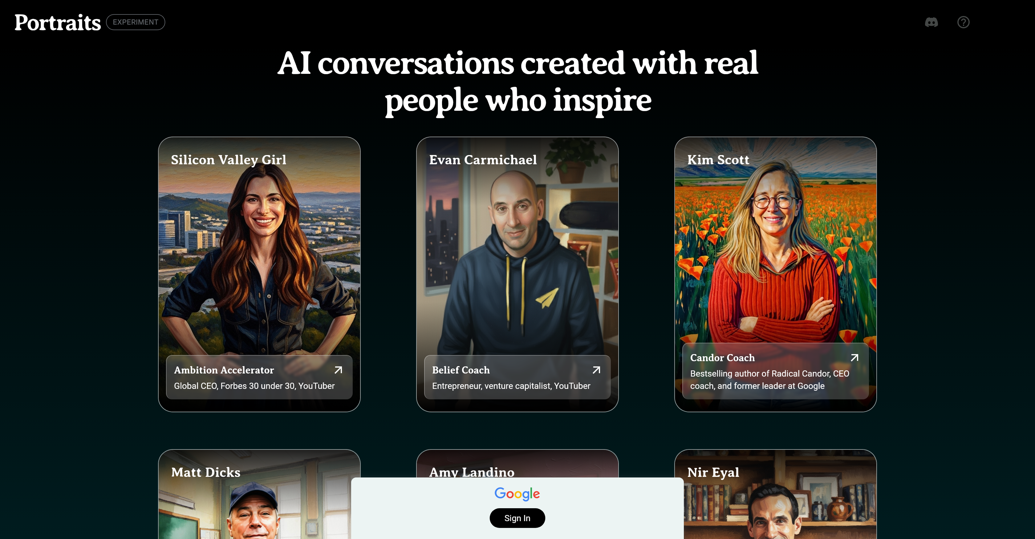Google Portraits - Screenshot showing the interface and features of this AI tool