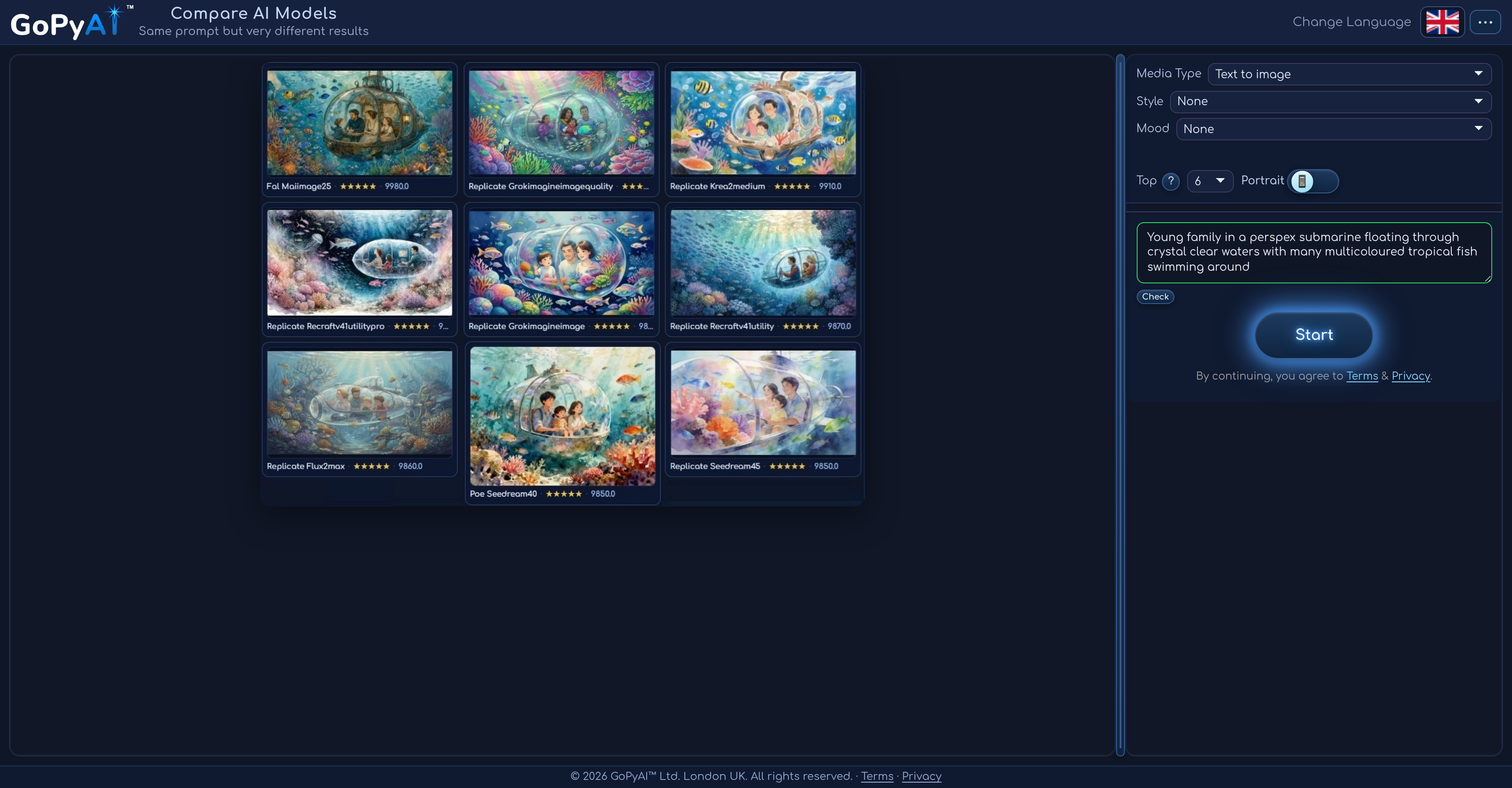 GoPyAI Compare - Screenshot showing the interface and features of this AI tool