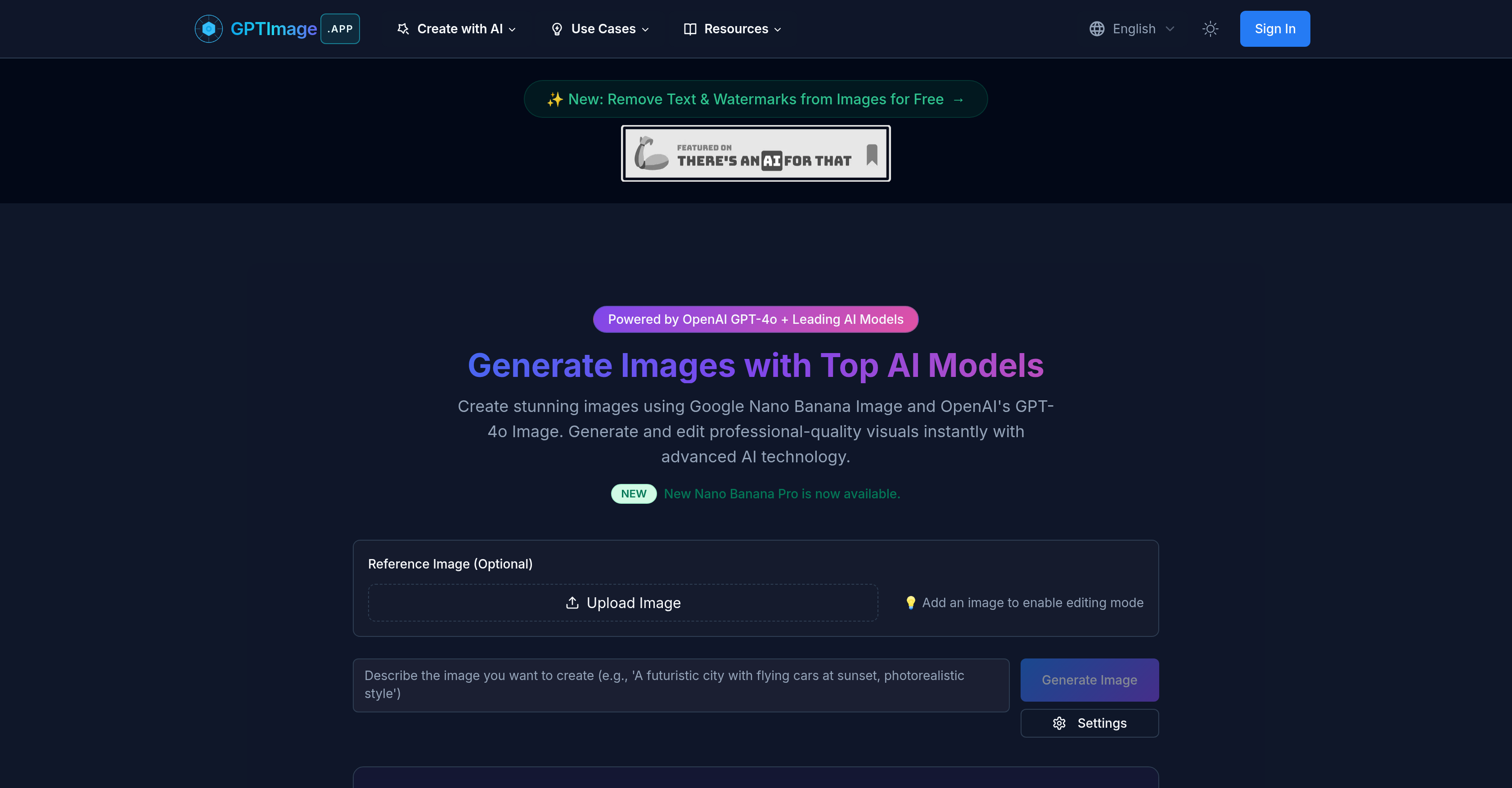 GPTImage.app - Screenshot showing the interface and features of this AI tool