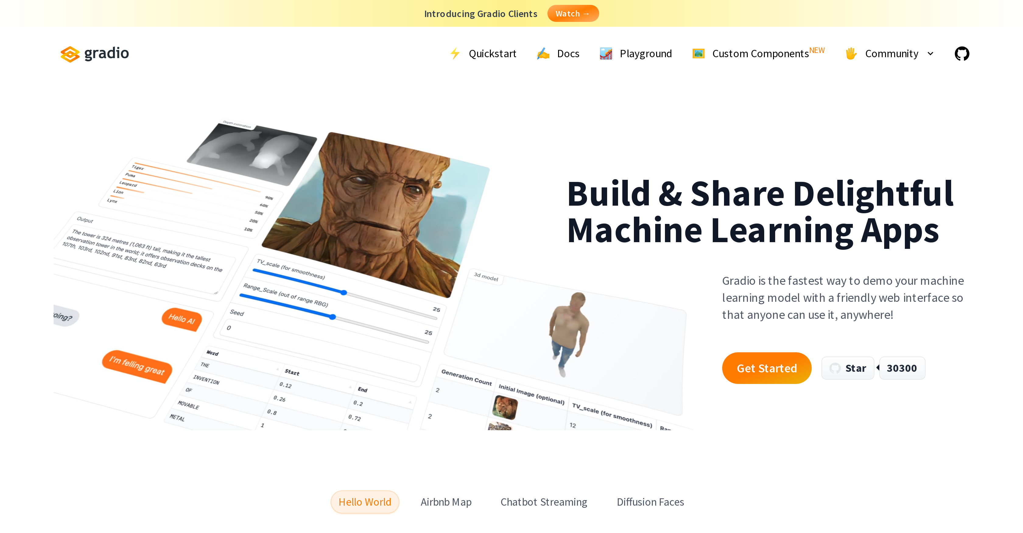 Gradio - Screenshot showing the interface and features of this AI tool