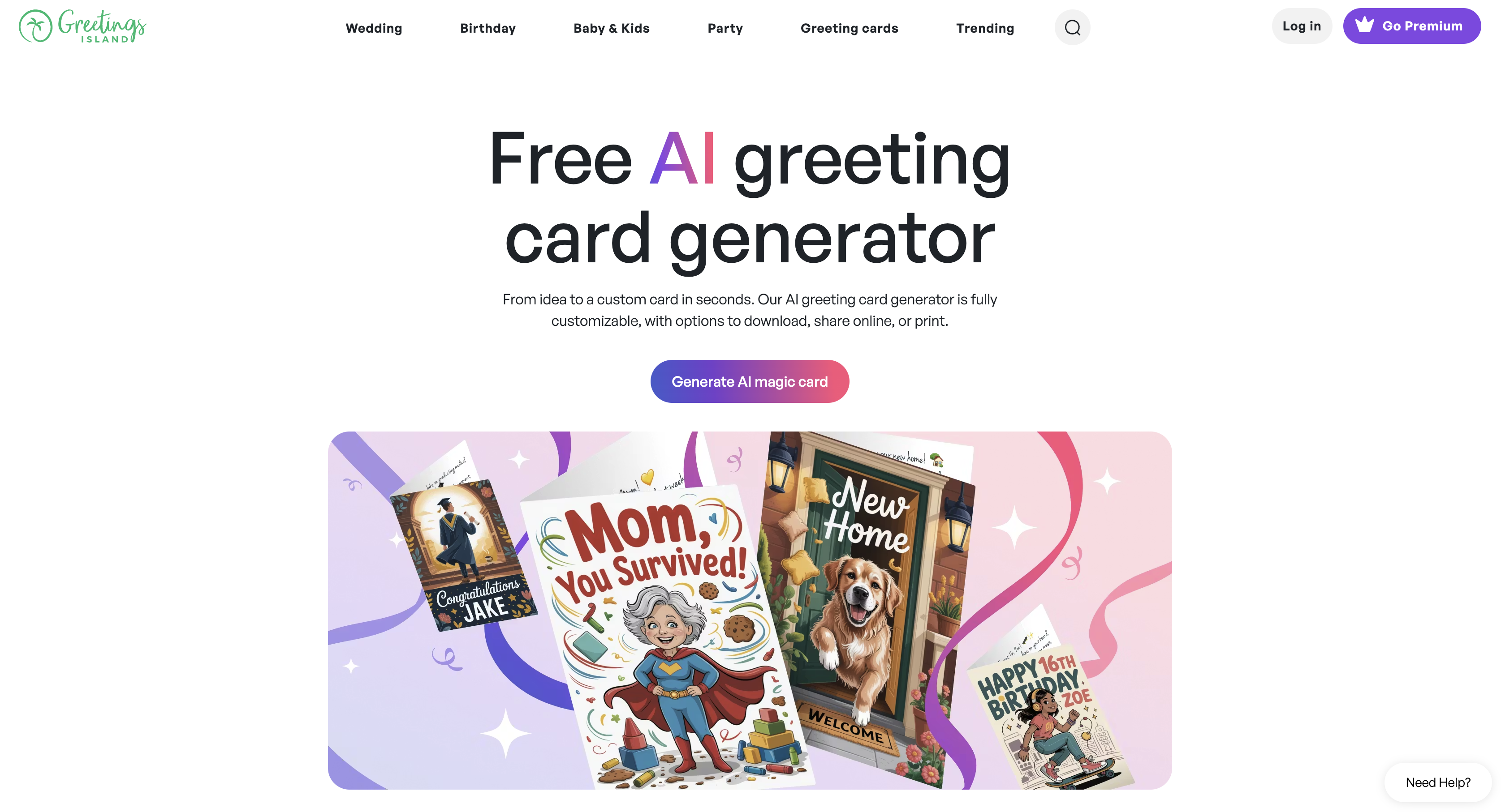 Greetings Island | AI Greeting Card Generator - Screenshot showing the interface and features of this AI tool