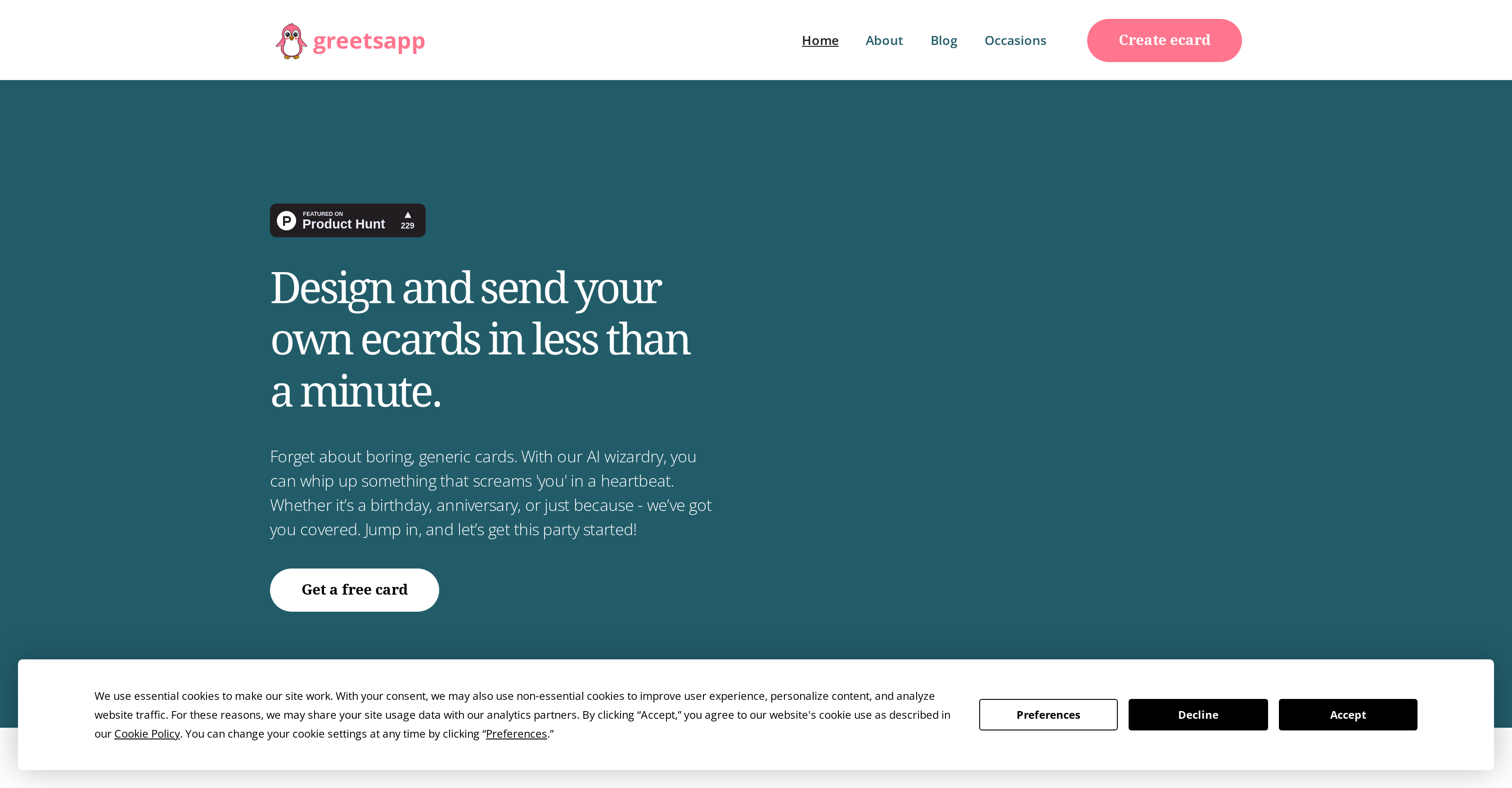 GreetsApp - Screenshot showing the interface and features of this AI tool