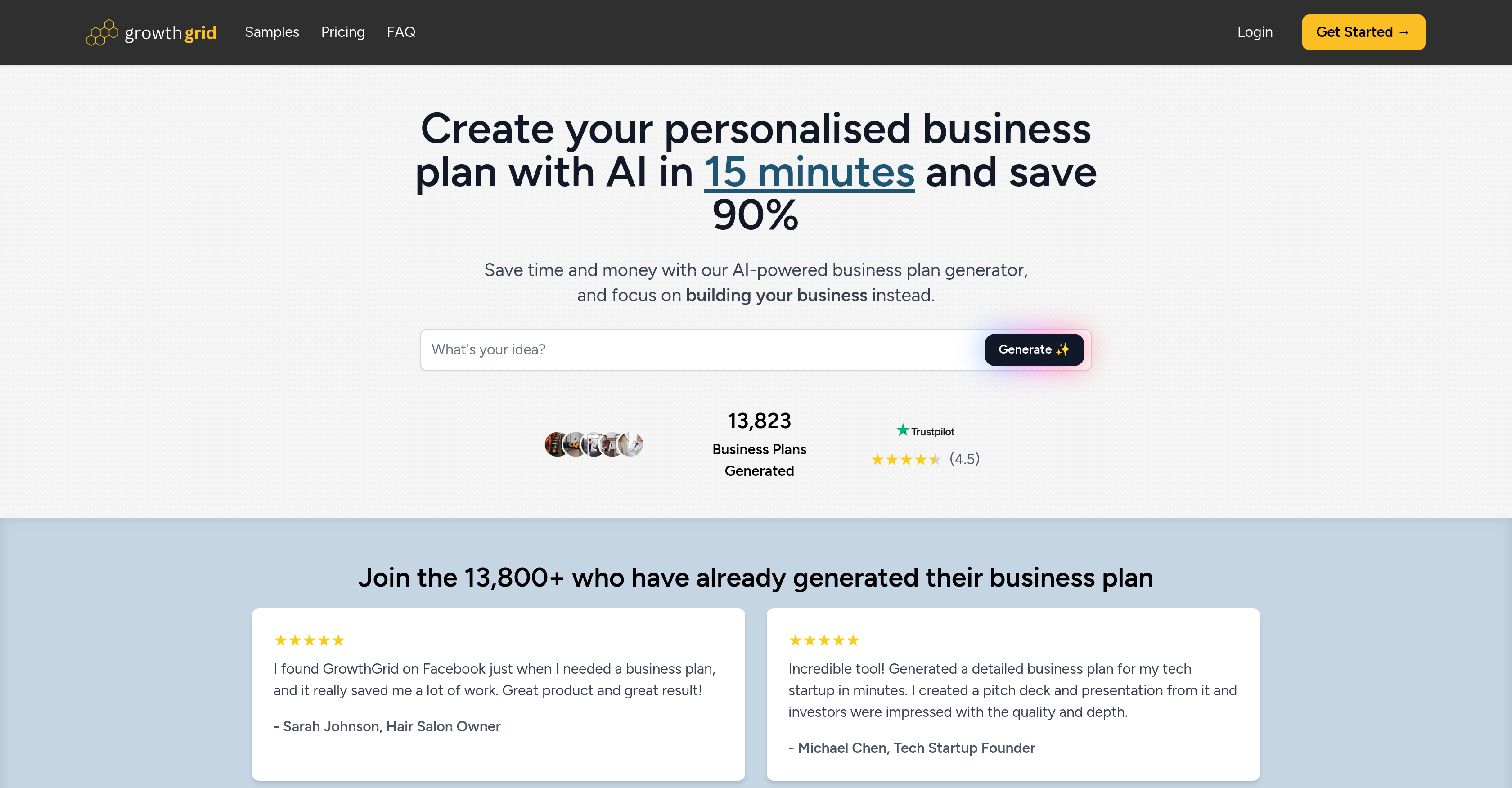 GrowthGrid - Screenshot showing the interface and features of this AI tool