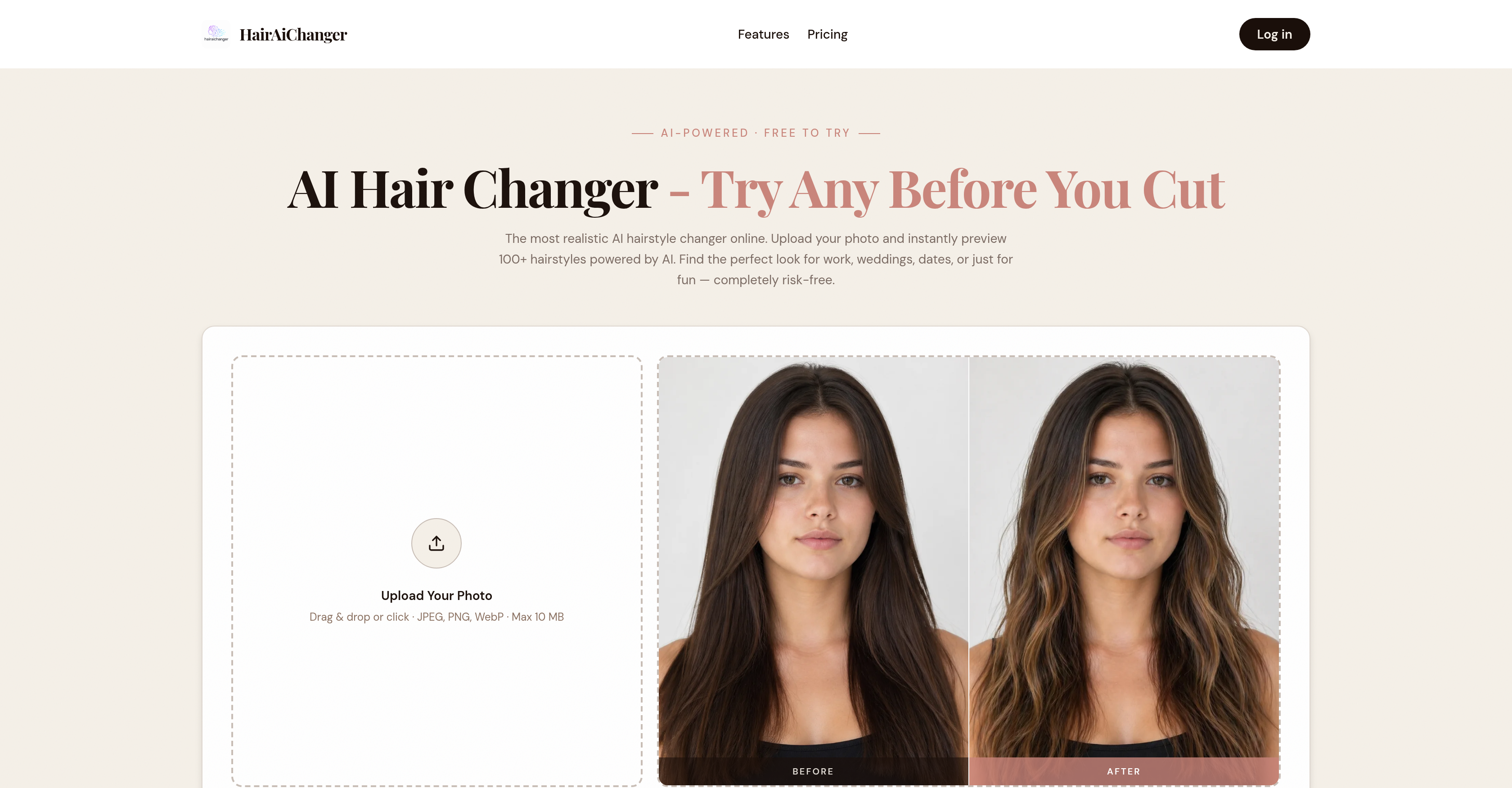 Hair AI Changer - Screenshot showing the interface and features of this AI tool