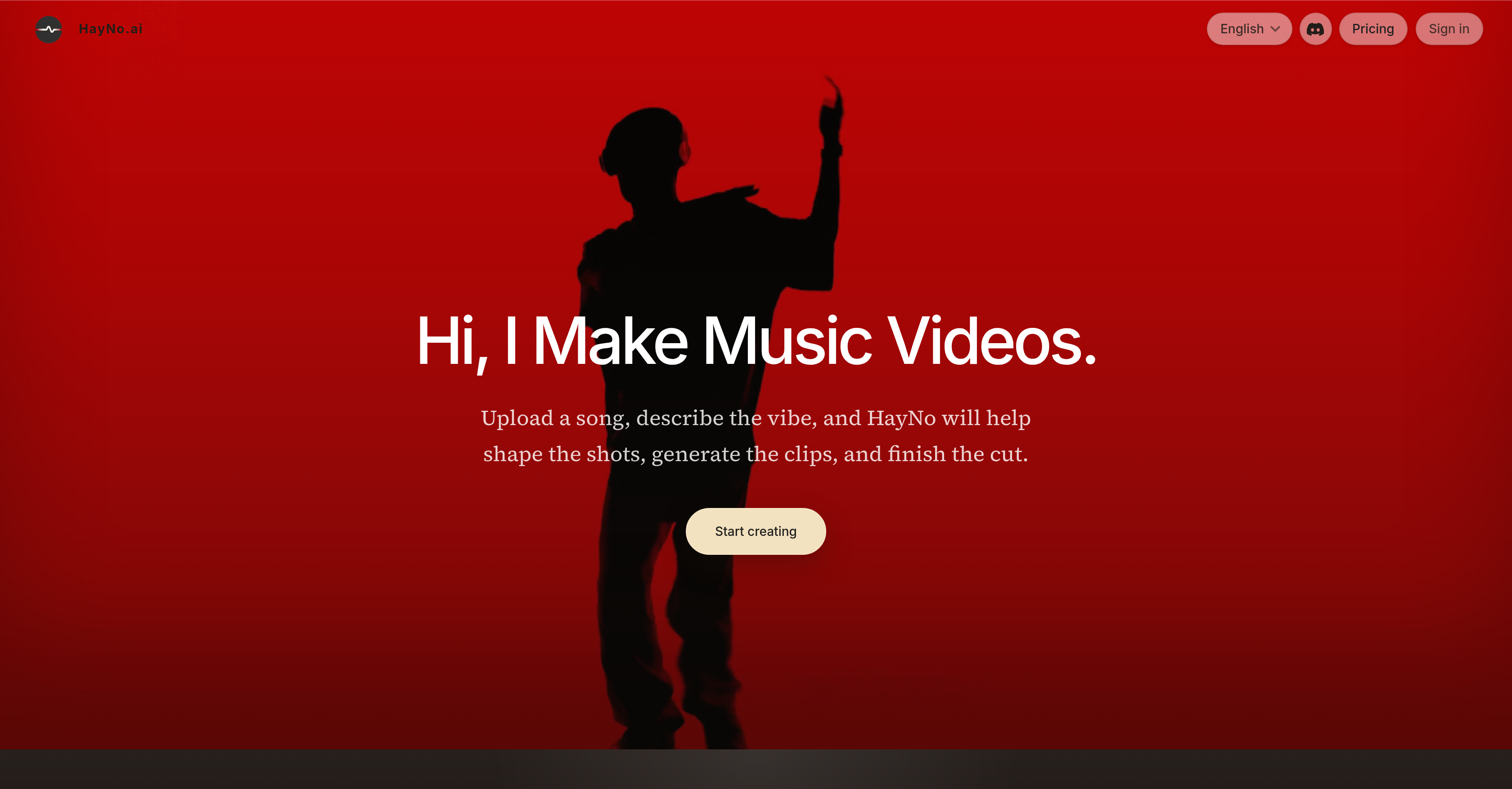 HayNo AI Music Video Generator - Screenshot showing the interface and features of this AI tool