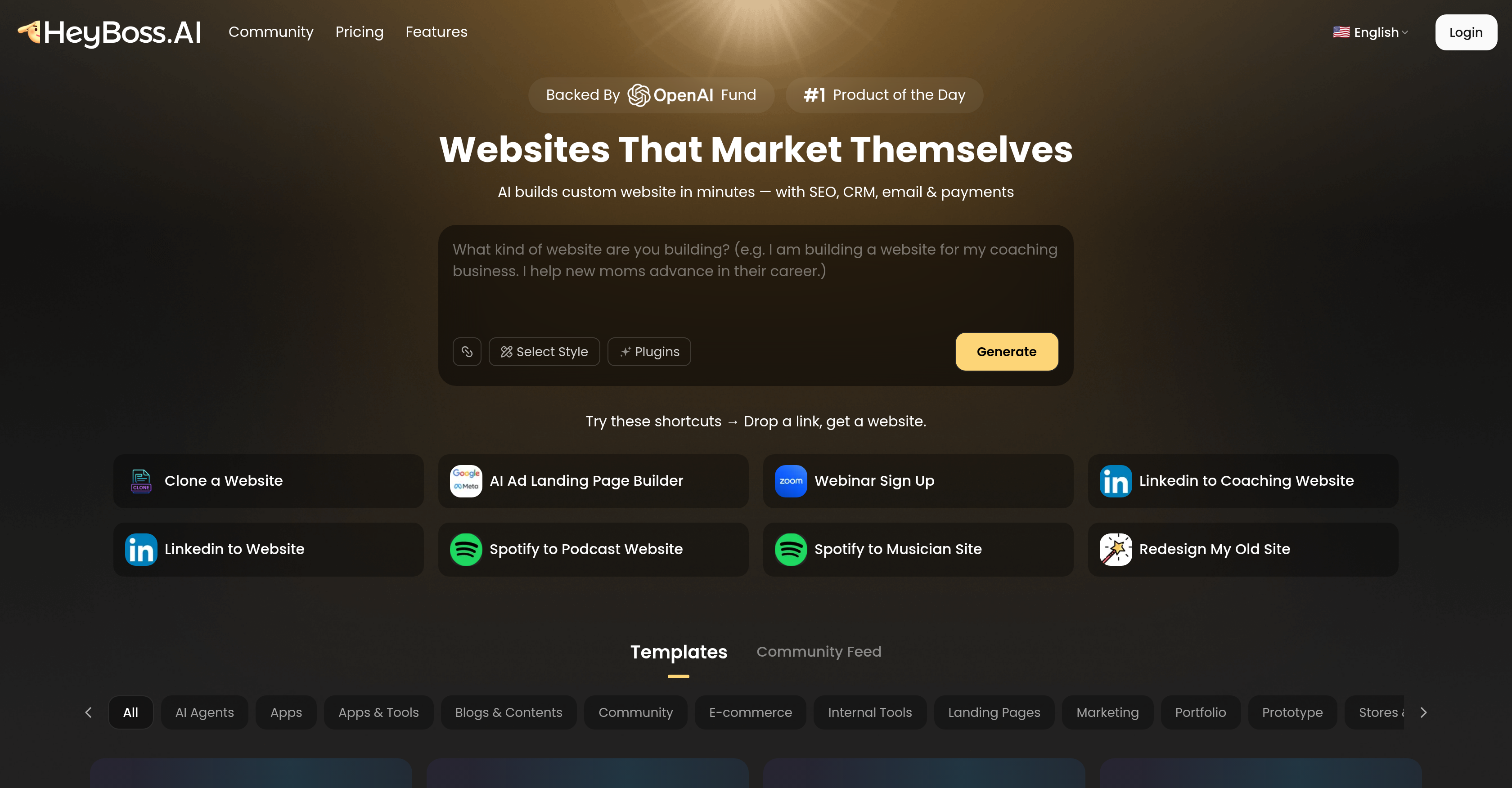 HeyBoss AI - Screenshot showing the interface and features of this AI tool