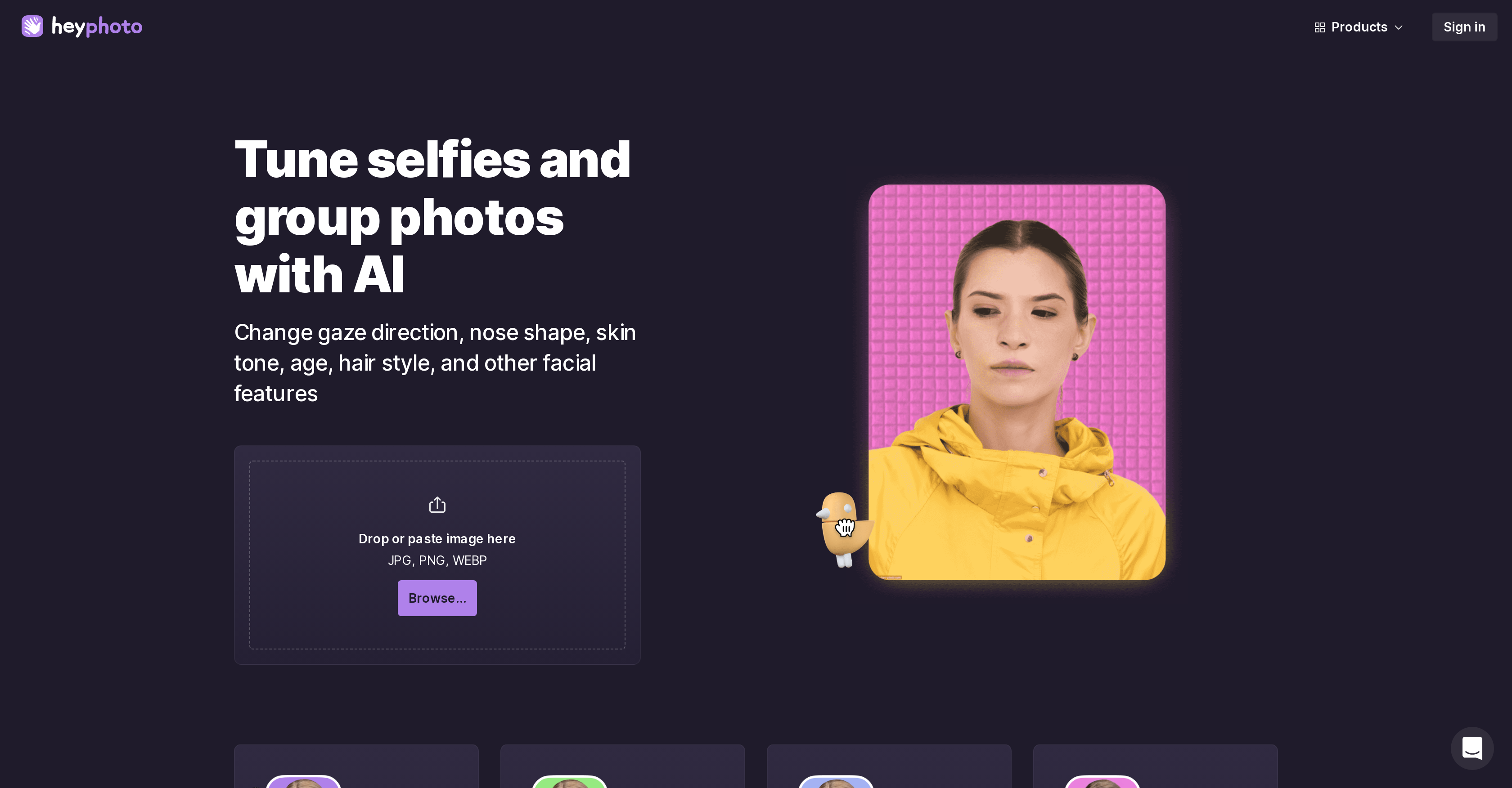 HeyPhoto - Screenshot showing the interface and features of this AI tool