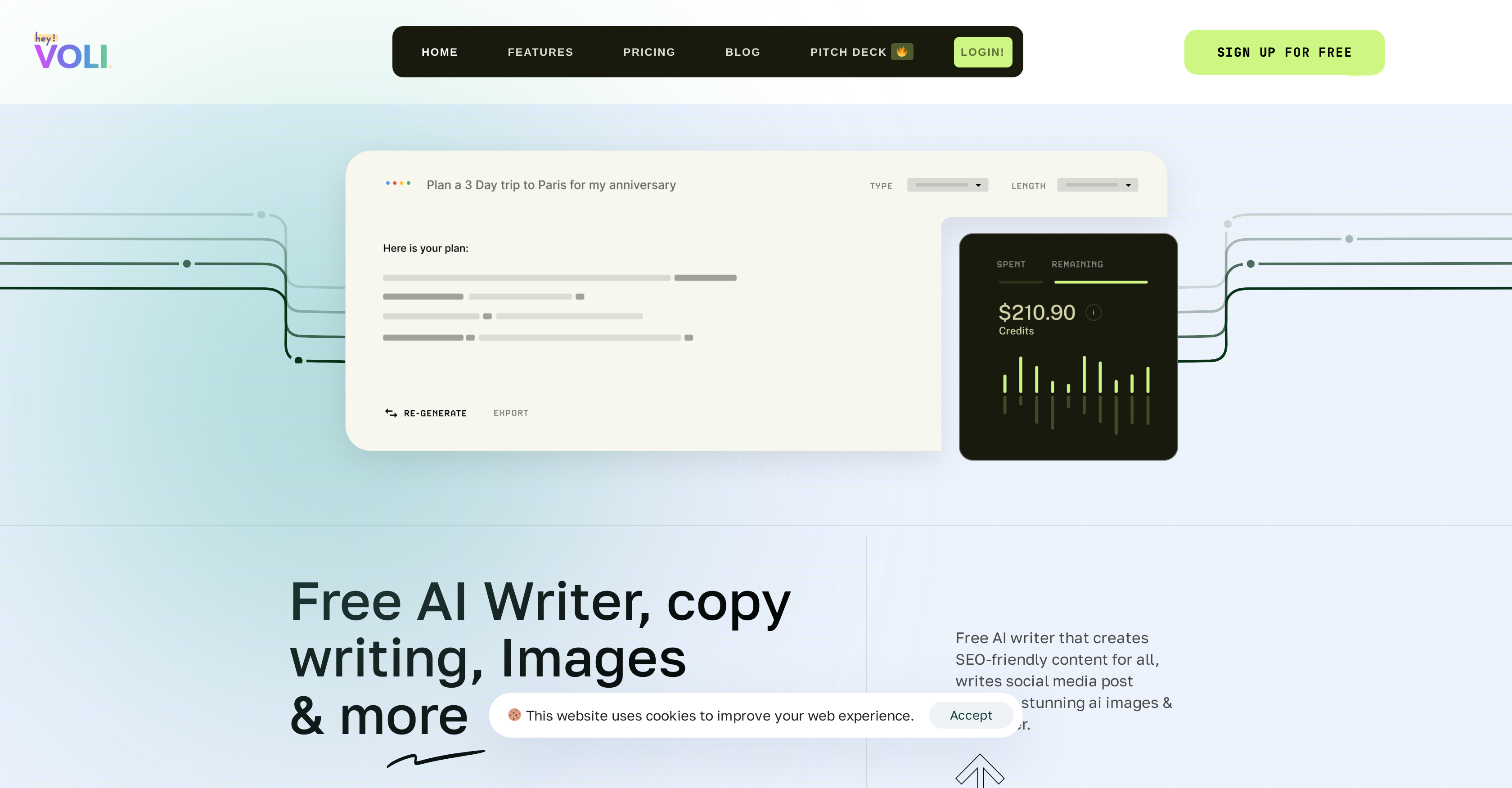 HeyVoli - Screenshot showing the interface and features of this AI tool
