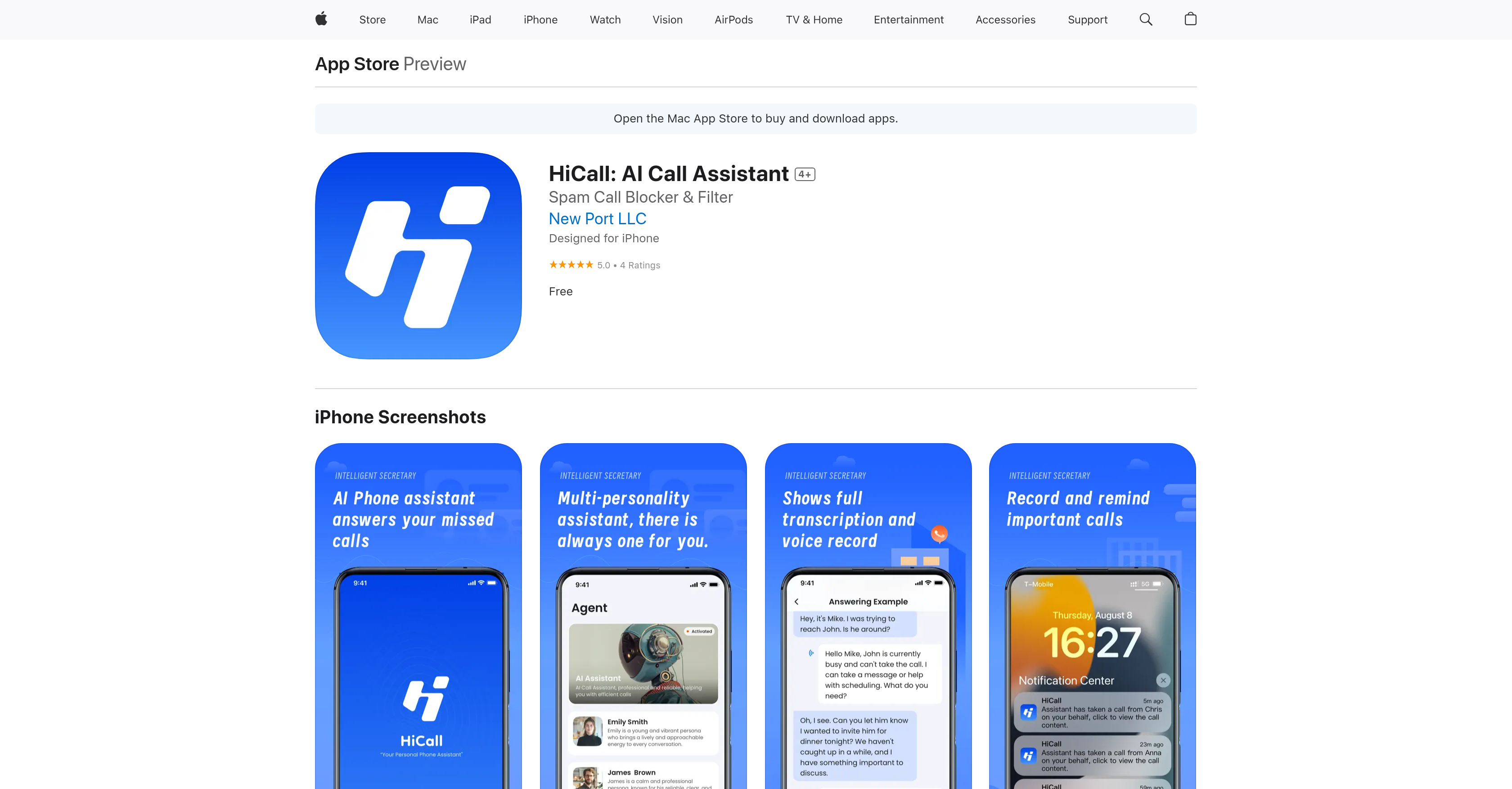 HiCall: AI Call Assistant - Screenshot showing the interface and features of this AI tool