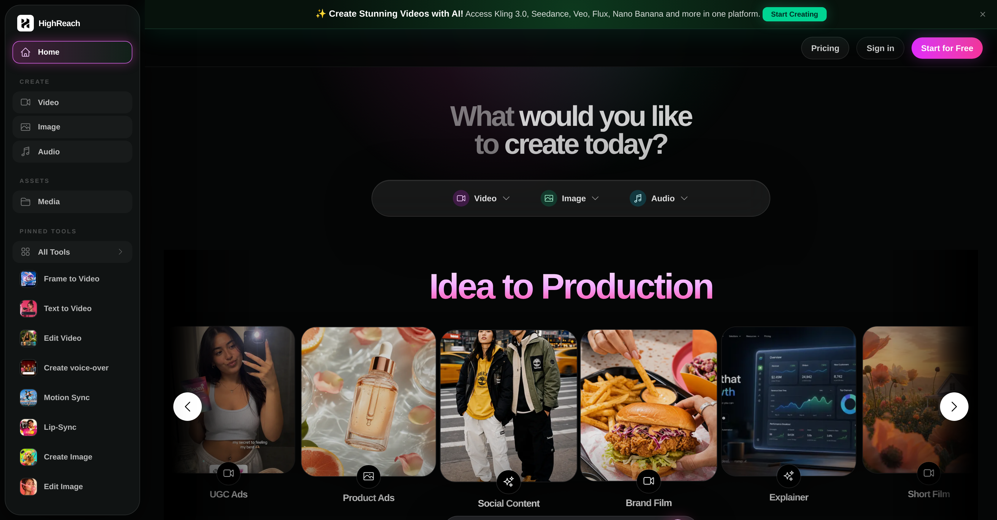 HighReach - Screenshot showing the interface and features of this AI tool
