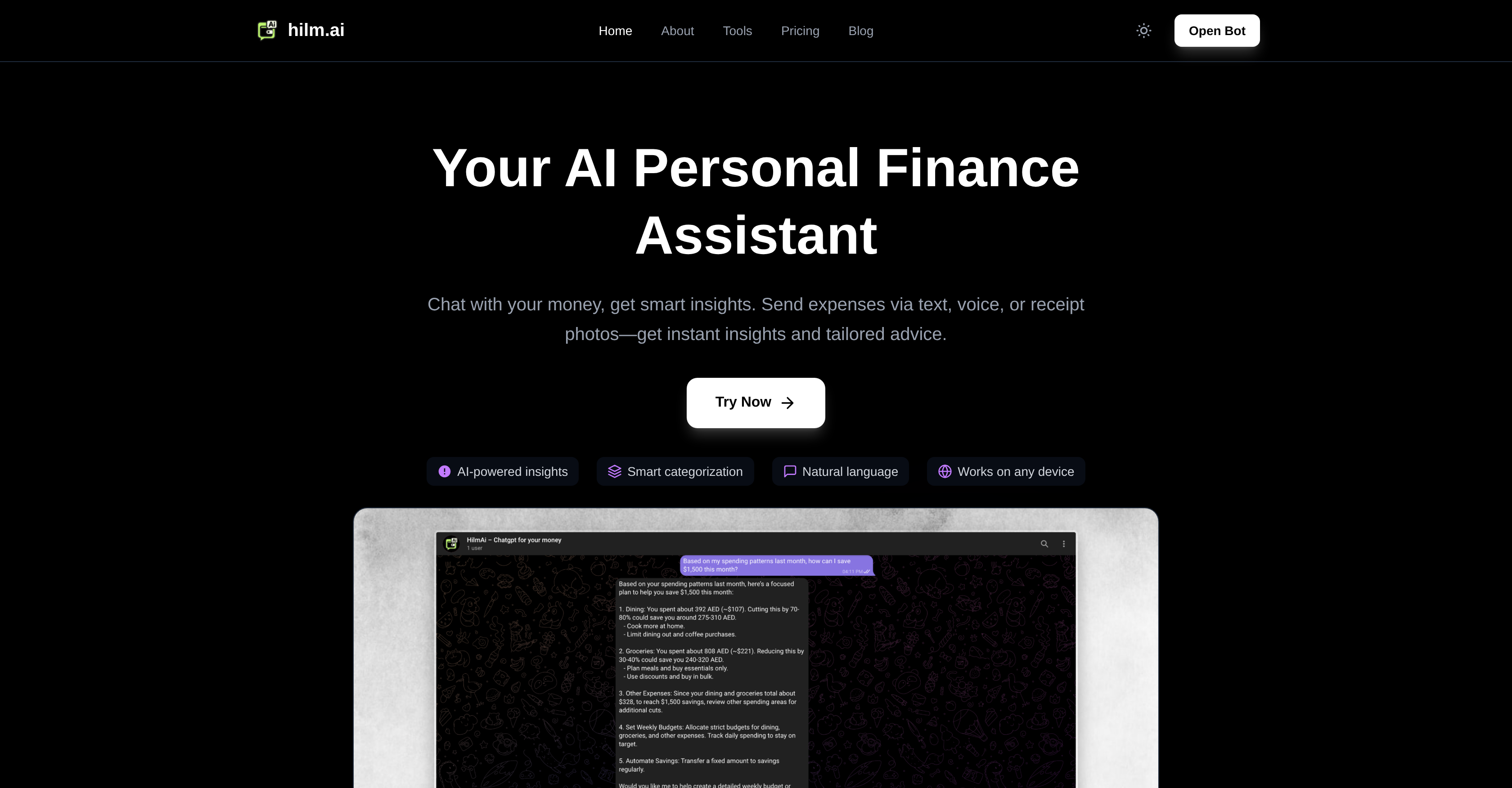 Hilm AI - Screenshot showing the interface and features of this AI tool
