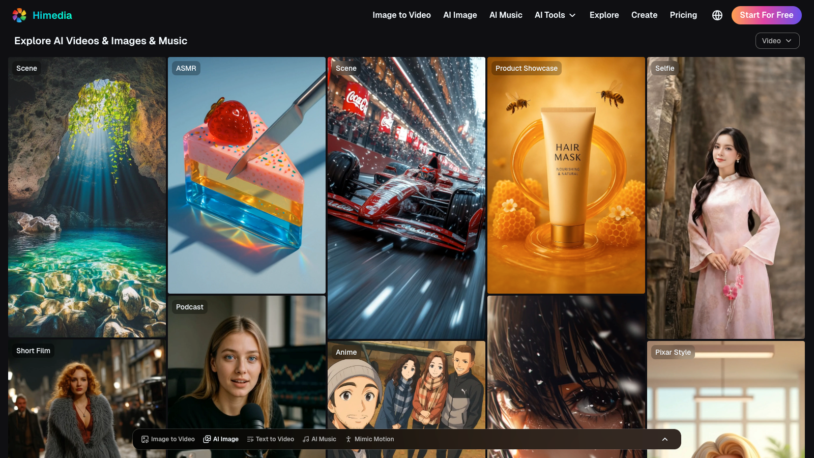 Himedia - Screenshot showing the interface and features of this AI tool
