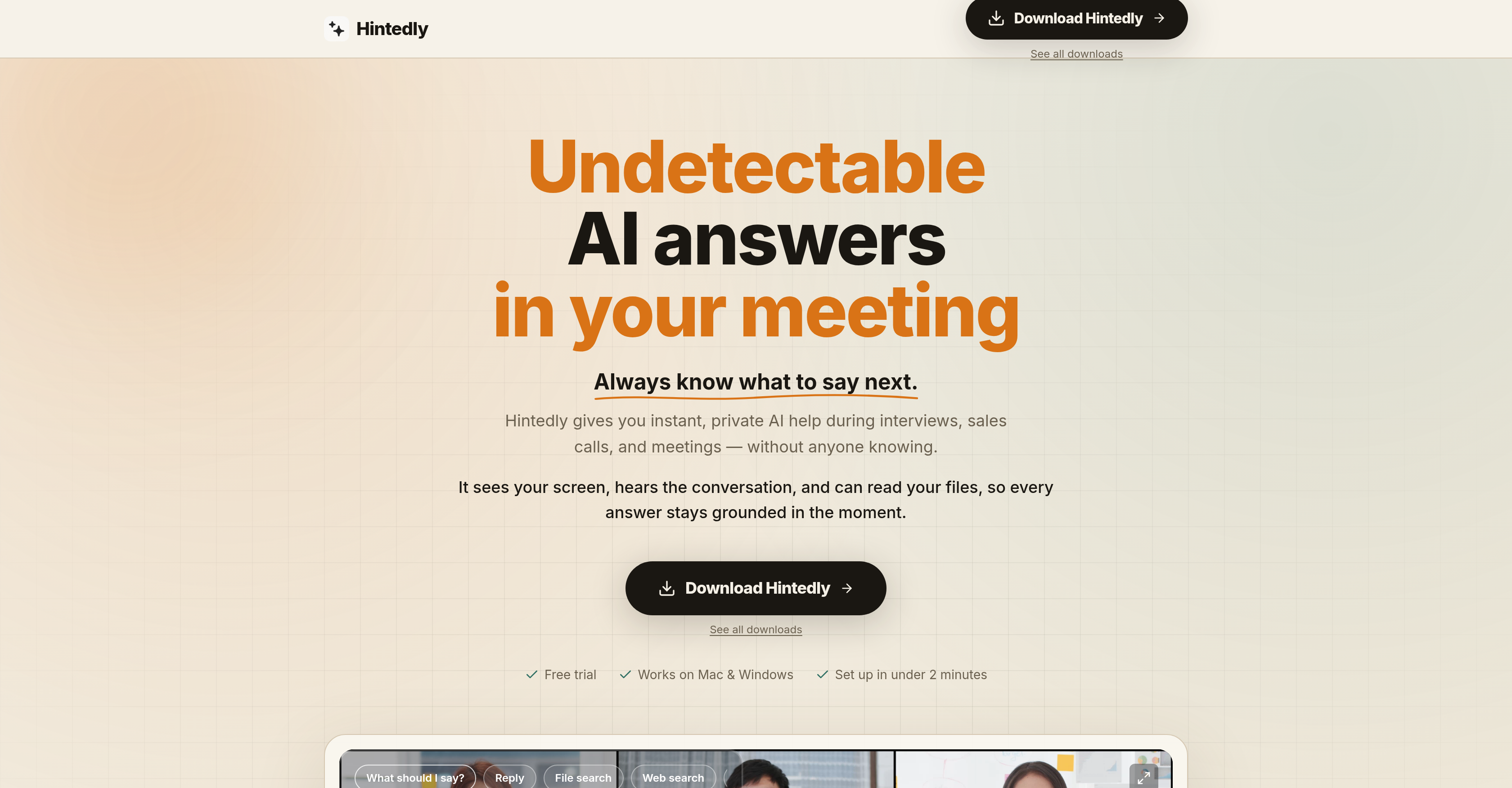 Hintedly - Screenshot showing the interface and features of this AI tool